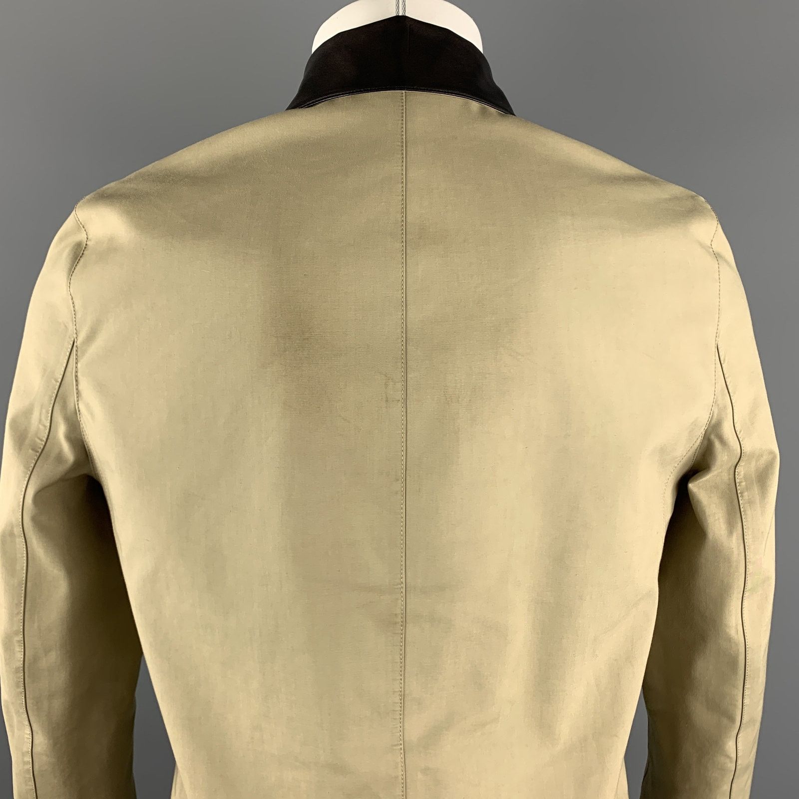 Balenciaga 38 Khaki Mixed Materials Coated Double Breasted Cotton Coat Size US S / EU 44-46 / 1 - 5 Thumbnail