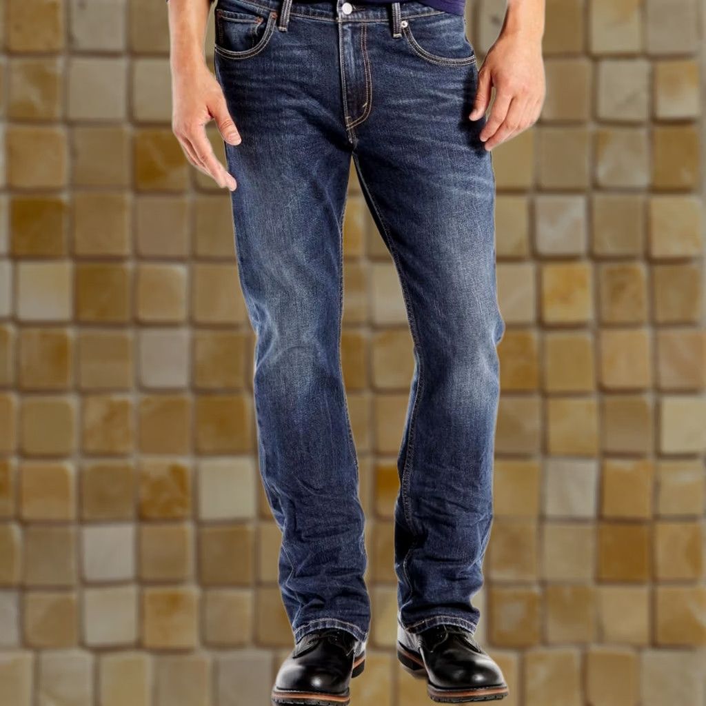 Levi's Levi's 527 Slim Bootcut Jeans - Blue Denim, 38x32, Regular, Men’s Jeans, 5-Pocket, Stretch, Levi's 527, Dark Wash, Zip Closure Size US 38 / EU 54 - 1 Preview