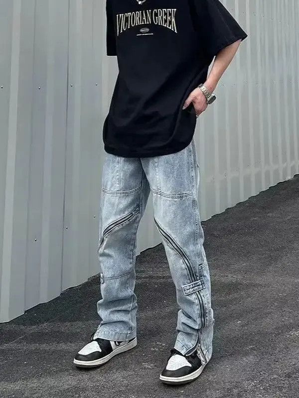 Japanese Brand Retro loose zipper micro flared jeans Size US 30 / EU 46 - 2 Thumbnail