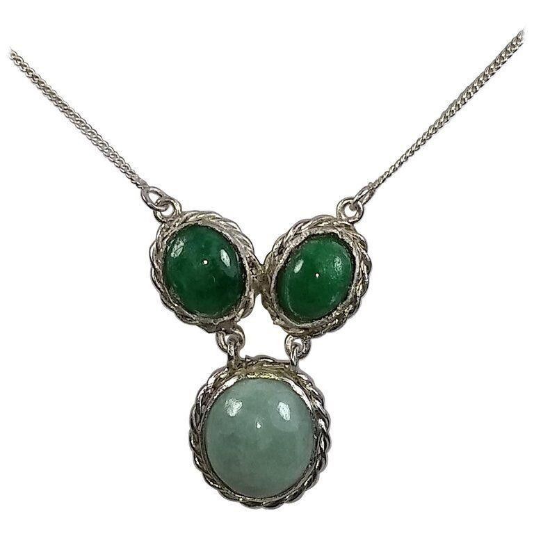 Designer Alberto Juan Mexican Hand Made Sterling Silver Jade Necklace Size ONE SIZE - 1 Thumbnail