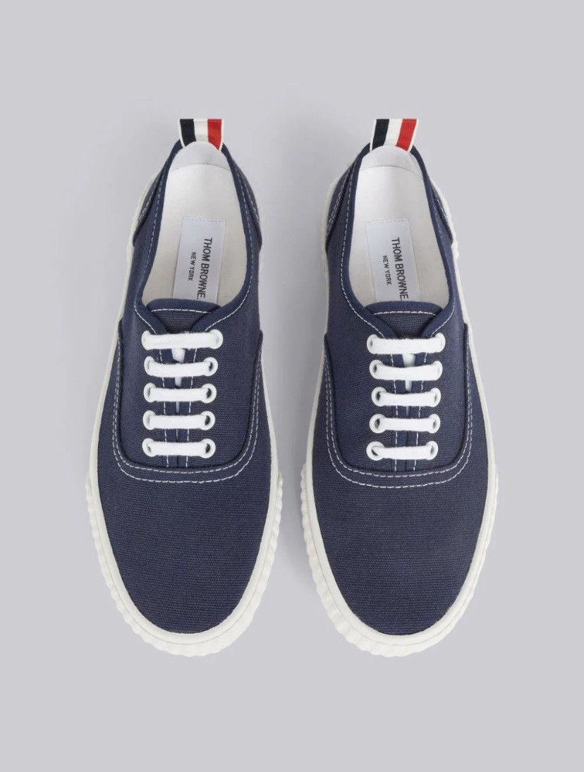 Thom Browne Thom Browne Navy Blu Canvas Sneakers Size US 10.5 / IT 40.5 - 2 Thumbnail