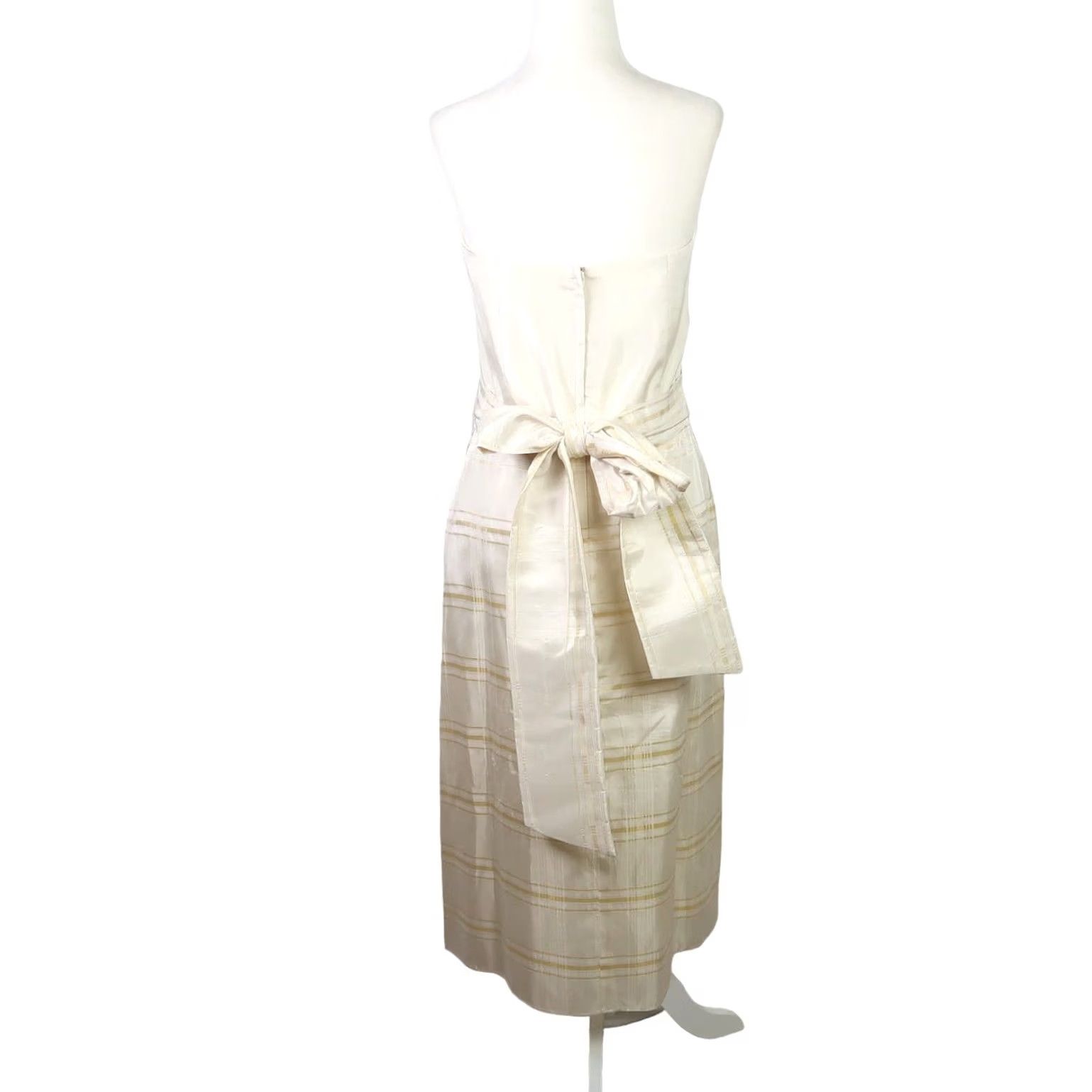 Vintage VINTAGE Jim Hjelm cream tan plaid taffeta strapless midi party dress 8 80s A-Line Zip Women Size M / US 6-8 / IT 42-44 - 4 Thumbnail
