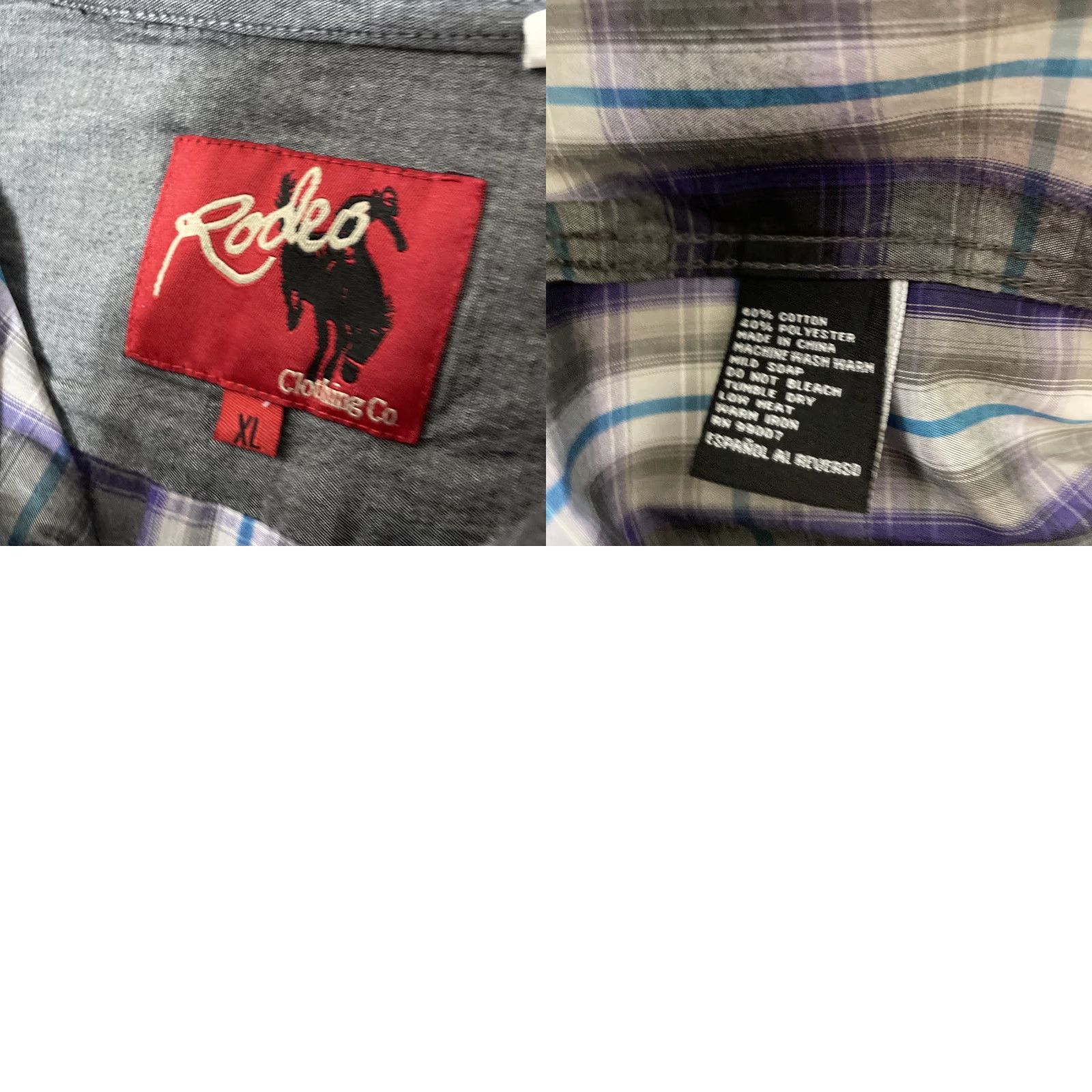 Vintage Rodeo Pearl Snap Shirt Men XL Western Purple Plaid Cowboy Rancher Button-Up Long Sleeve Casual Cotton Woven Regular Fit Size US XL / EU 56 / 4 - 10 Thumbnail