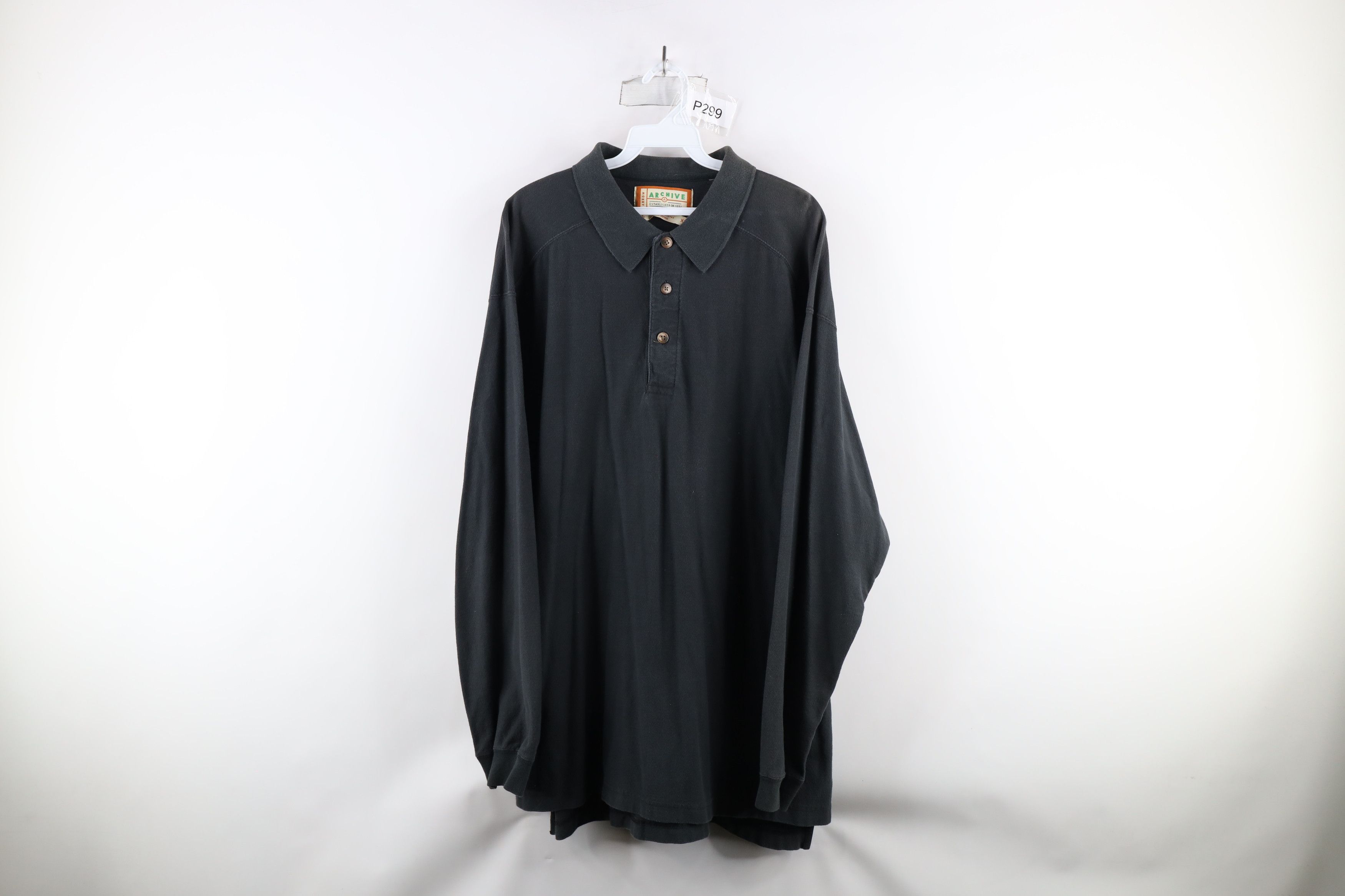 Vintage Vintage 90s Streetwear Collared Long Sleeve Rugby Polo Black Size US XL / EU 56 / 4 - 1 Thumbnail