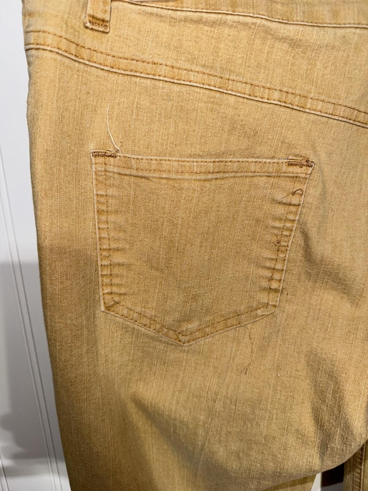 Unknown London Gold Flava Juniors 14 Tan Mustard Straight Leg Stretch Pants Size 24" / US 00 / IT 34 - 3 Thumbnail