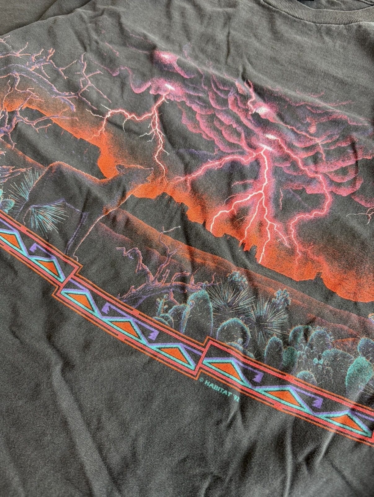 Vintage 1992 Coyote Desert Thunder Lighting Wildlife Tee cactus Size US XL / EU 56 / 4 - 4 Thumbnail
