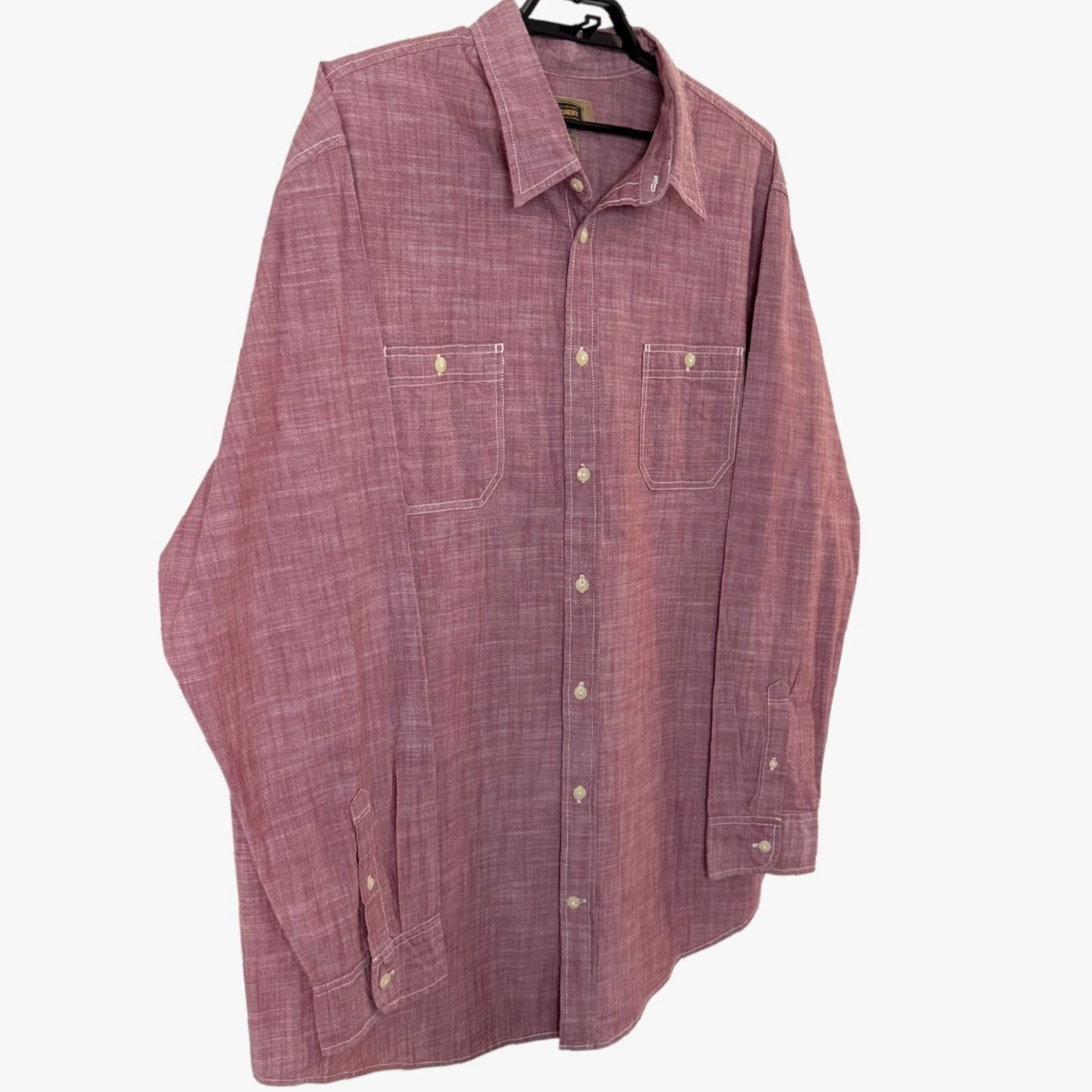 Vintage VINTAGE The Foundry Button-Up Long-Sleeve Pocket Shirt Men 2XLT Red Cotton Button-Front 29" Pit to Pit 33.5" Hem Mens Size US XXL / EU 58 / 5 - 3 Thumbnail