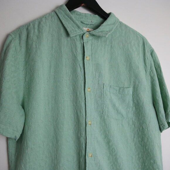 Marine Layer Marine Layer Theo Short Sleeve Textured Light Green Shirt Size US M / EU 48-50 / 2 - 2 Thumbnail