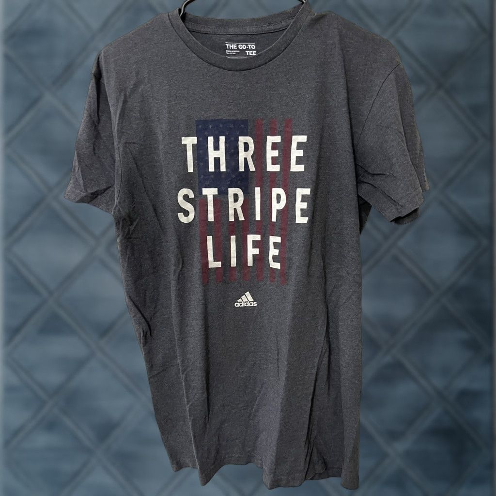 Adidas VINTAGE adidas The Go-To Tee Shirt Mens M Gray Short Sleeve USA Flag Logo Tee Size US M / EU 48-50 / 2 - 1 Thumbnail
