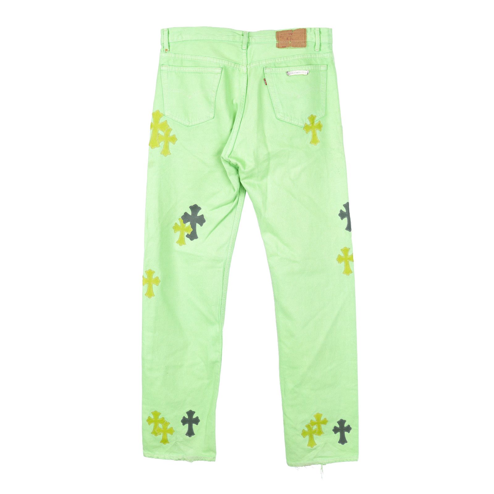 Chrome Hearts CHROME HEARTS SLIME NEON GREEN SEX RECORDS CROSS PATCH JEANS Size US 33 - 2 Thumbnail