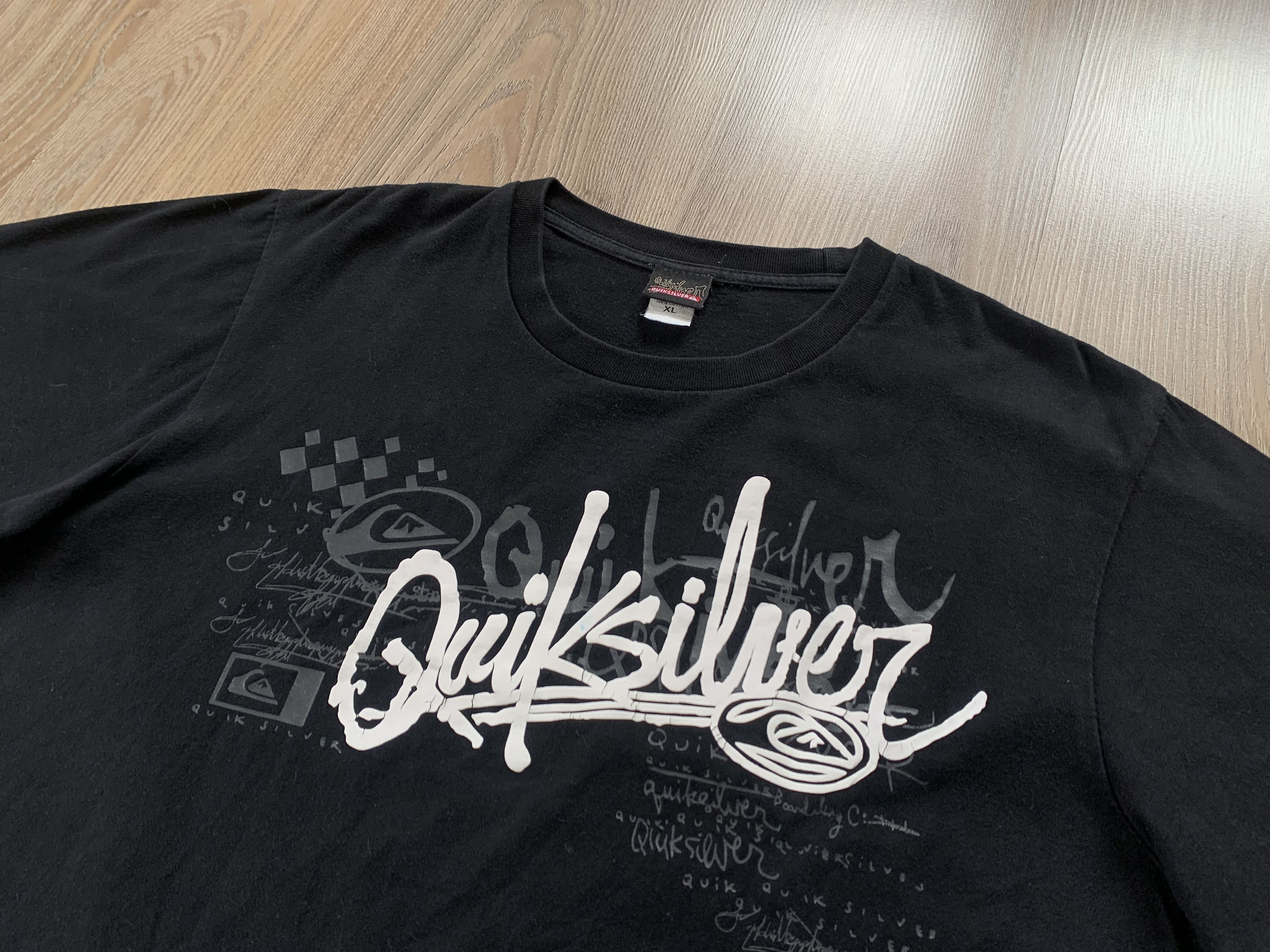 Quicksilver Vintage Quicksilver Cotton Black Printed T Shirt Size US XL / EU 56 / 4 - 4 Thumbnail
