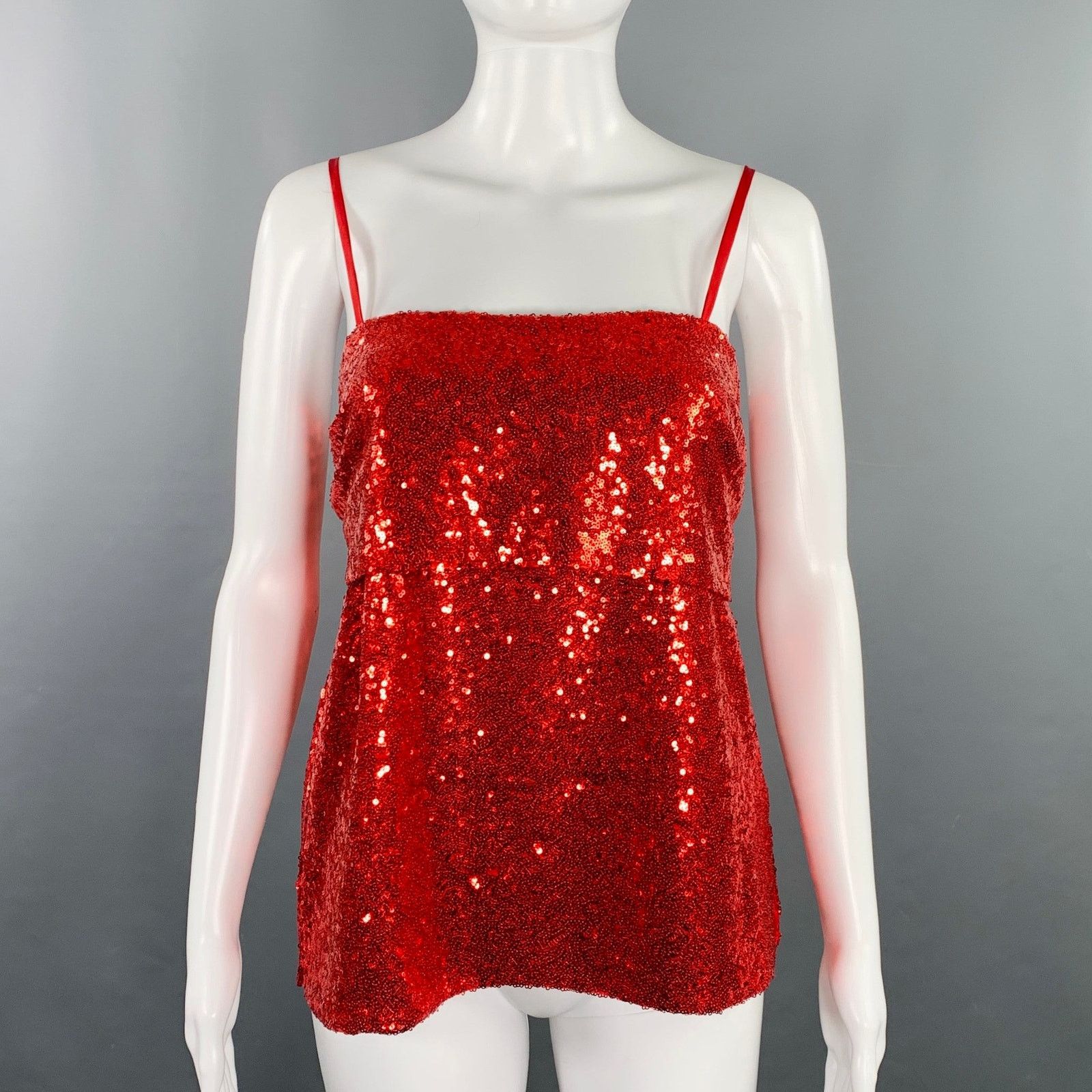 Prabal Gurung PRABAL GURUNG Size 2 Red Polyester Sequined Draped Dress Top Size XS / US 0-2 / IT 36-38 - 1 Thumbnail