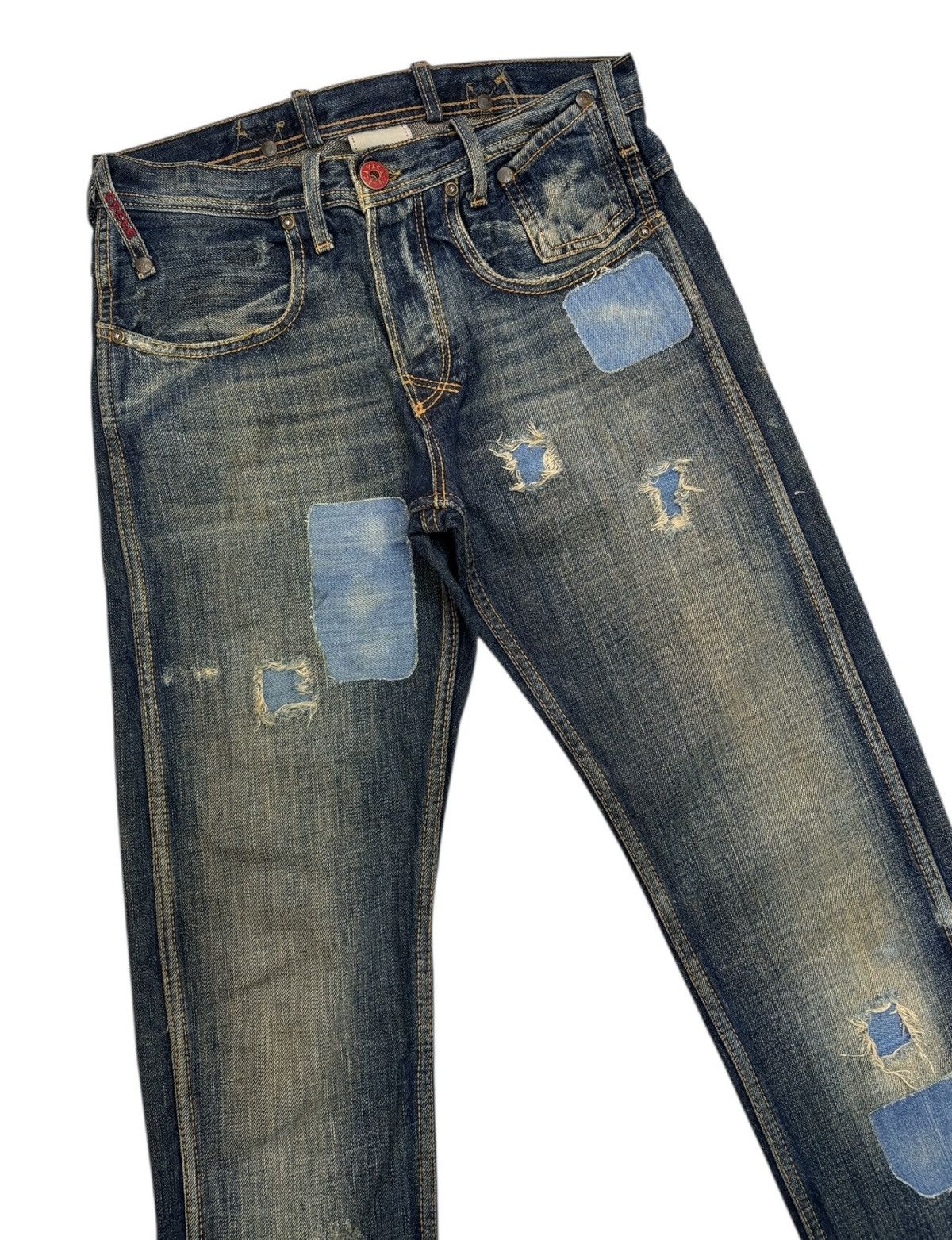 If Six Was Nine × Yasuyuki Ishii RIPPED🔥DISTRESSED DENIM PATCHWORK SLIM FIT CYCLE JEANS ITALY Size US 30 / EU 46 - 5 Thumbnail