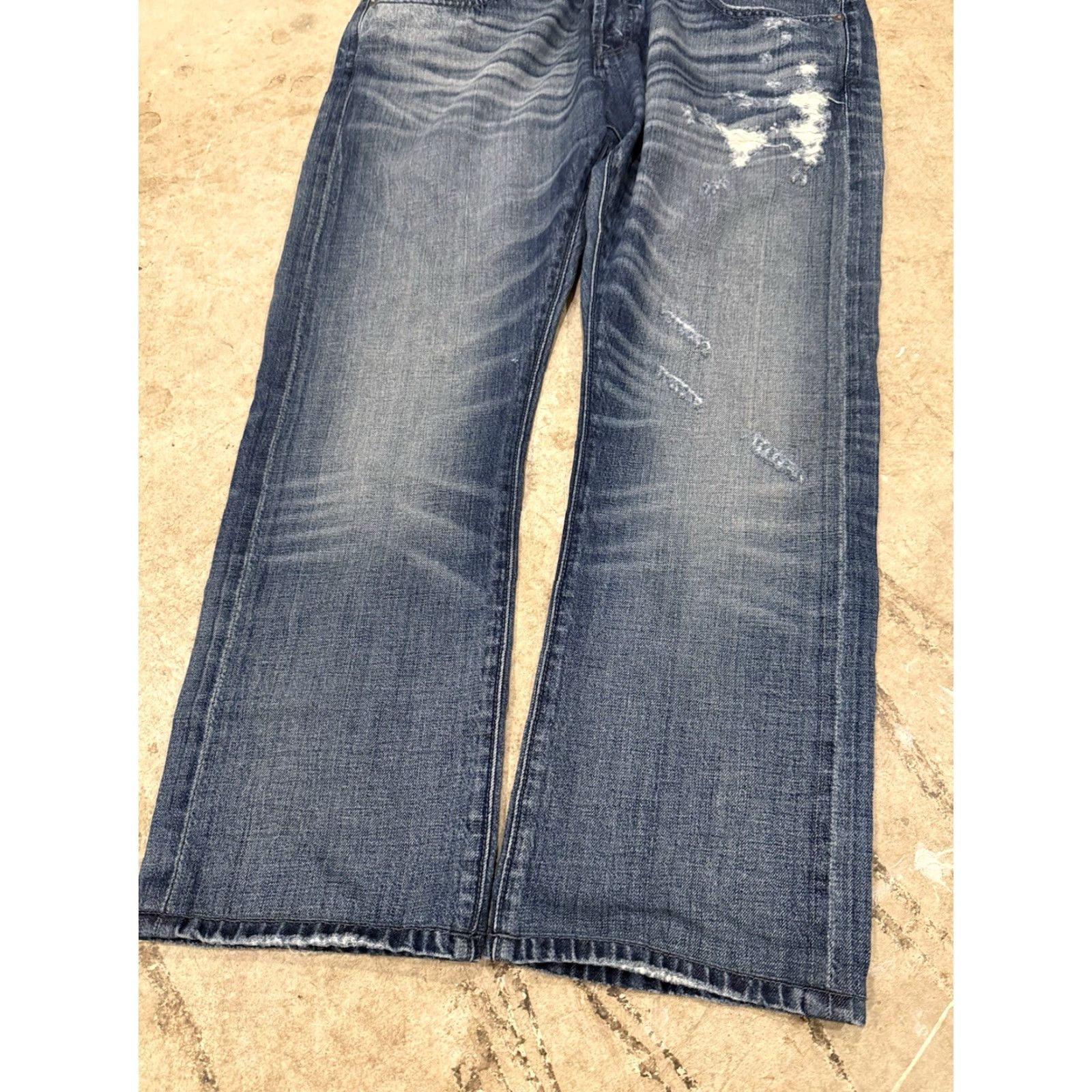 Cult Of Individuality Cult of Individuality Jeans Mens 38x28 Blue Rebel Straight Selvedge Whiskers 5-Pocket Design Distressed Logo Size US 38 / EU 54 - 7 Thumbnail