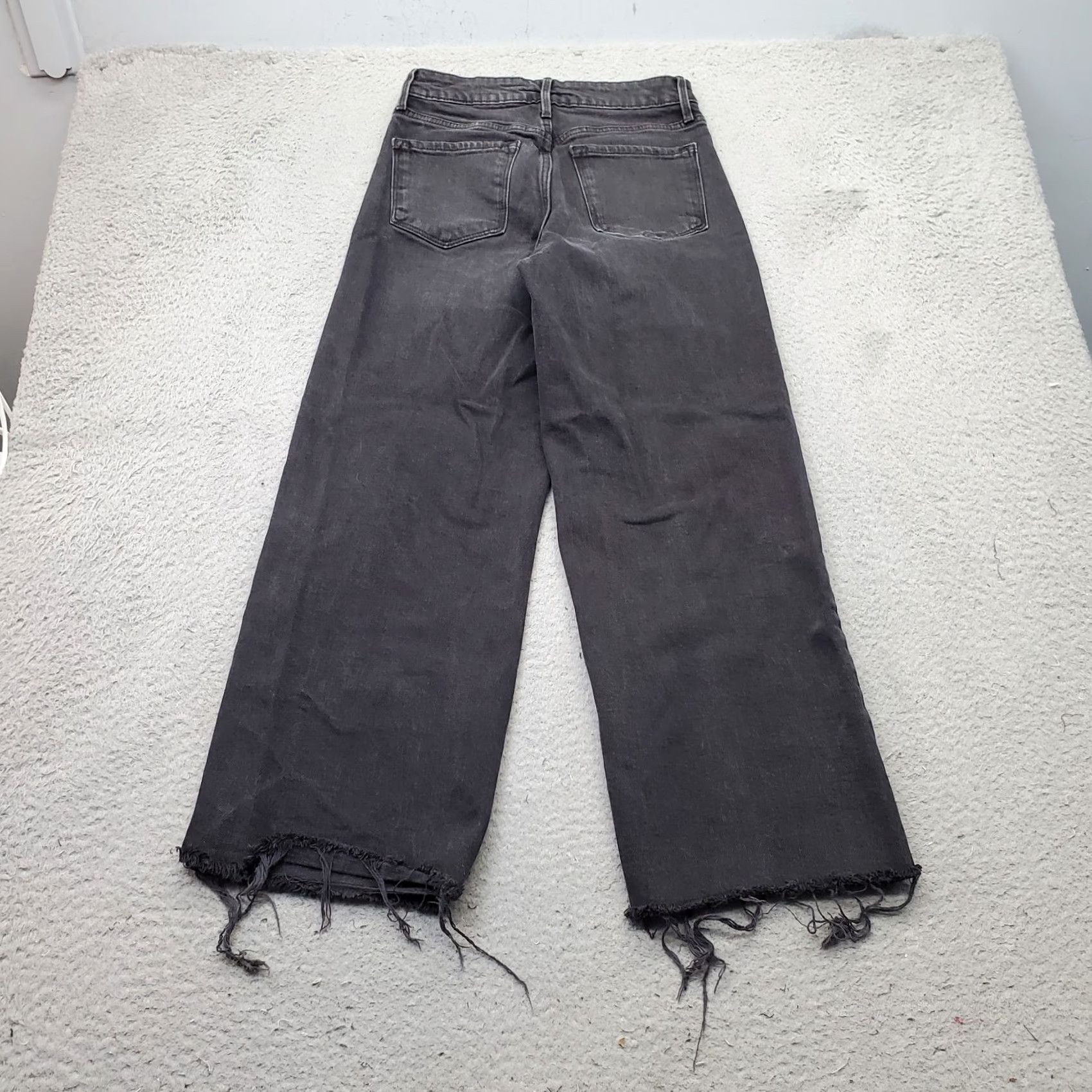 Old Navy Old Navy Jeans Womens 0 Black Denim Stretch Raw Hem Extra High Rise Wide Leg Jeans Womens 0 Black Denim Stretch Wide Leg Size 25" / US 0 / IT 36 - 2 Thumbnail