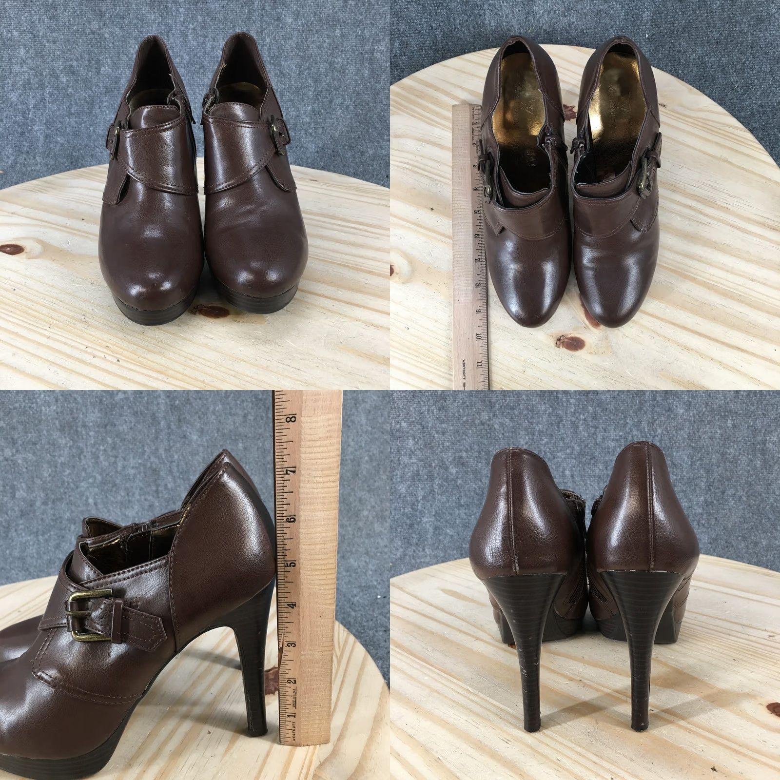 Worthington Worthington Boots Womens 9 M Stiletto Heels Platform Bootie Brown Side Zip Size US 9 / IT 39 - 8 Thumbnail