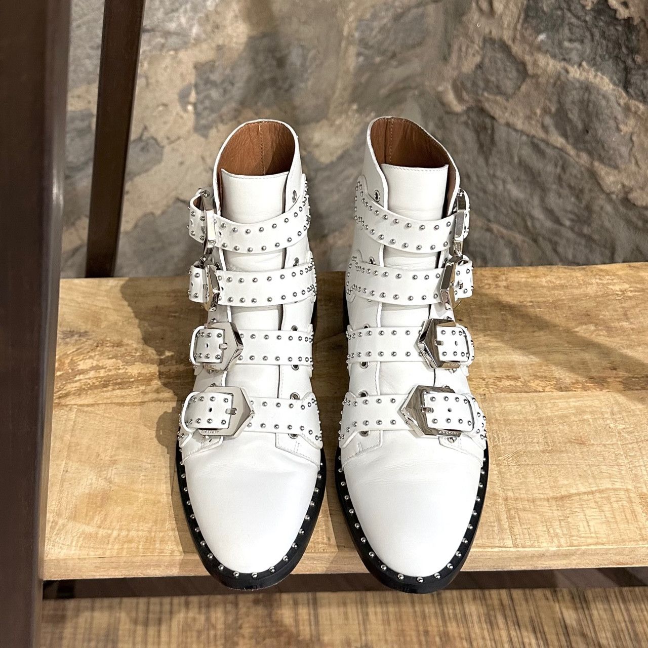 Givenchy Givenchy White Leather Studded Buckle Western Boots Size US 6 / IT 36 - 2 Thumbnail