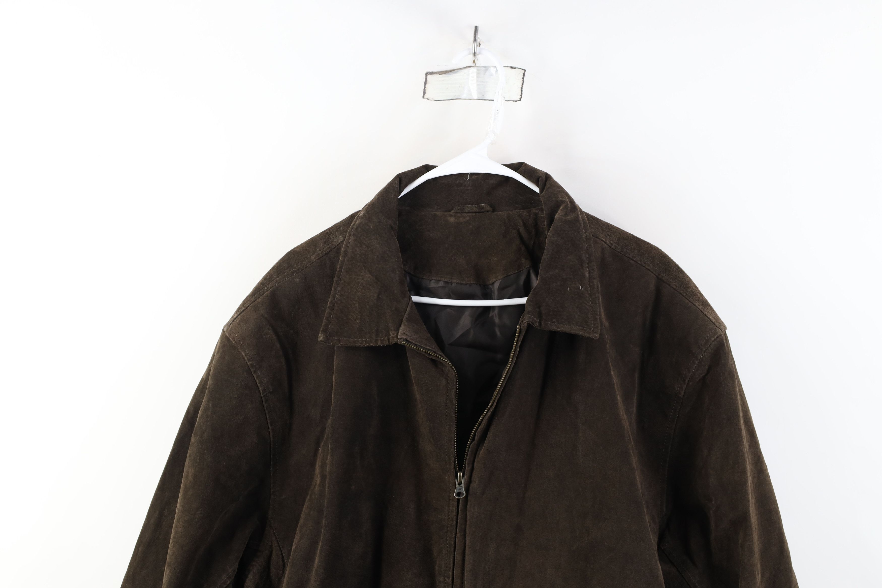Vintage Vintage 90s Streetwear Suede Leather Bomber Jacket Brown Size US XXL / EU 58 / 5 - 2 Thumbnail