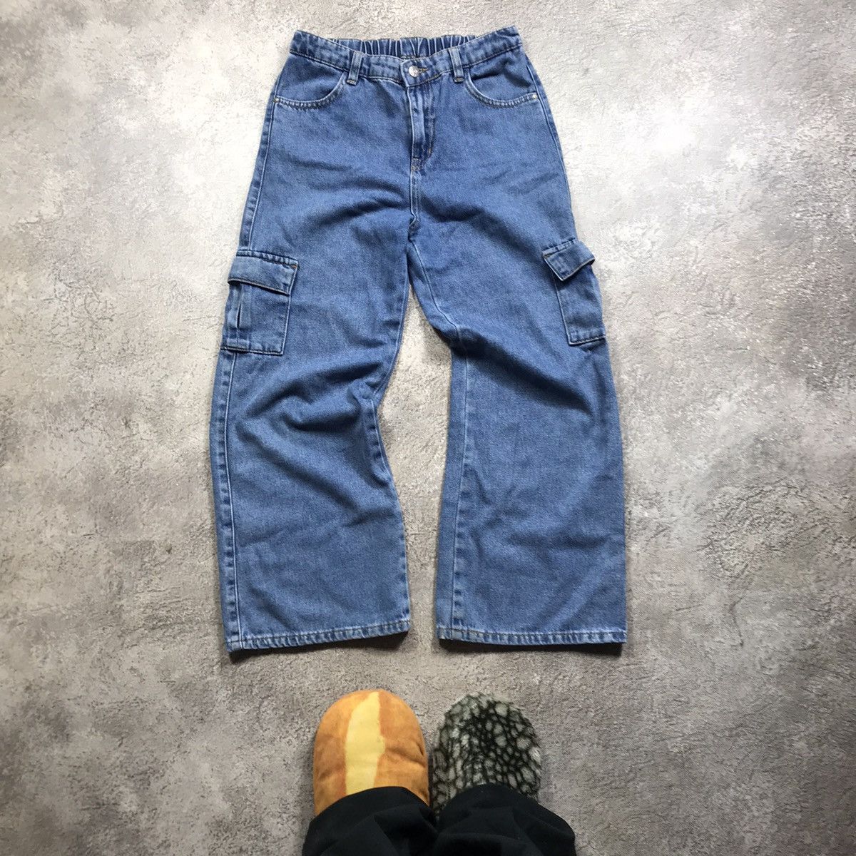 Vintage Vintage 90s Baggy Cargo Jeans Washed Blue Skate Streetwear 2 Size 26" / US 2 / IT 38 - 2 Thumbnail