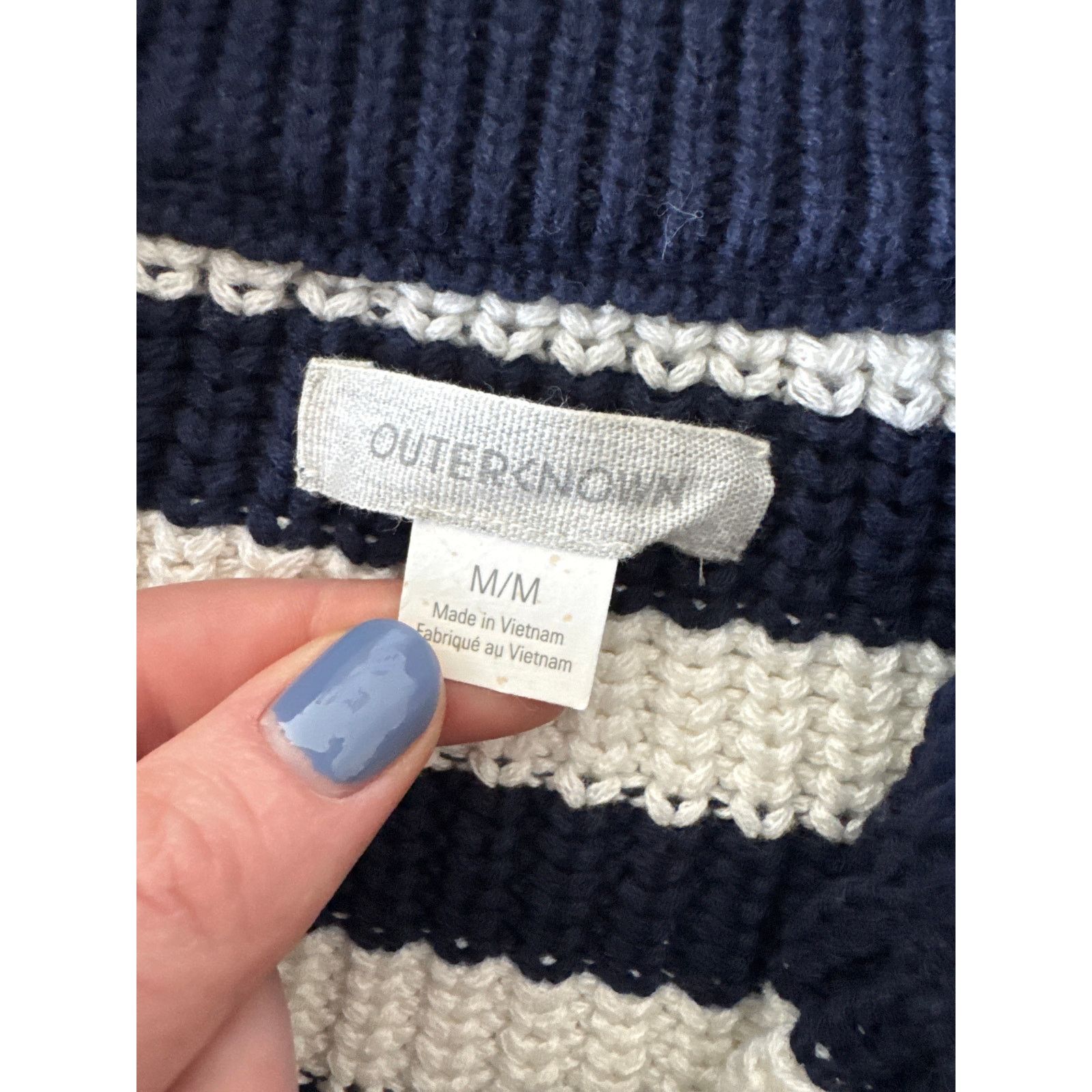 Outerknown OUTERKNOWN MONTAUK SWEATER Navy White Stripe Organic Cotton Size M / US 6-8 / IT 42-44 - 7 Thumbnail