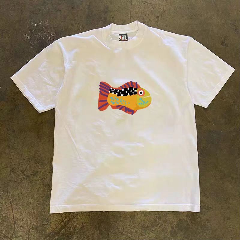 Vintage White casual retro fish print t-shirt Size US M / EU 48-50 / 2 - 1 Thumbnail