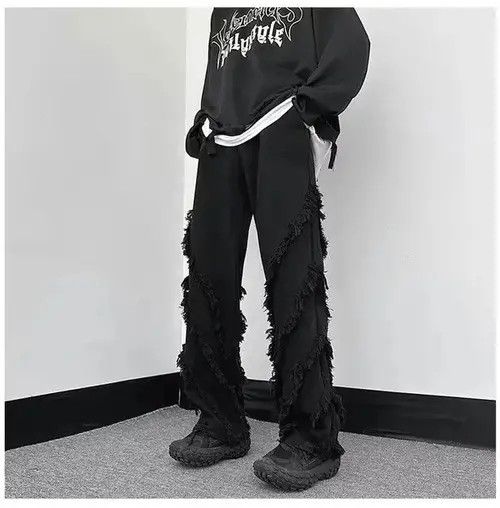 Japanese Brand Men Solid Ragged Edge Straight Jeans Size US 32 / EU 48 - 2 Thumbnail
