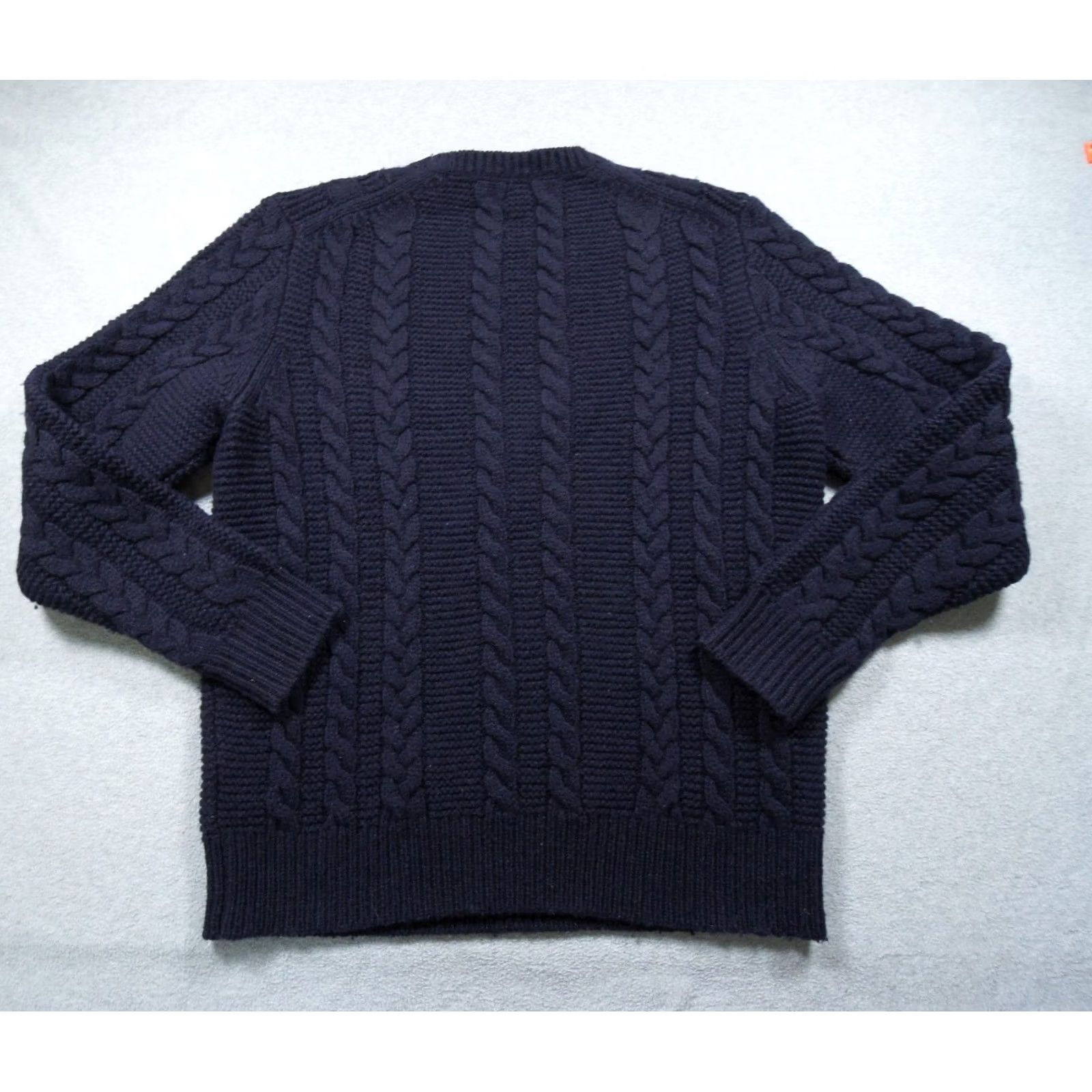 Wallace & Barnes Wallace & Barnes Sweater Mens Medium Blue Cable Knit Wool Fisherman Pullover Crew Neck Knitted Knit Solid Size US M / EU 48-50 / 2 - 4 Thumbnail