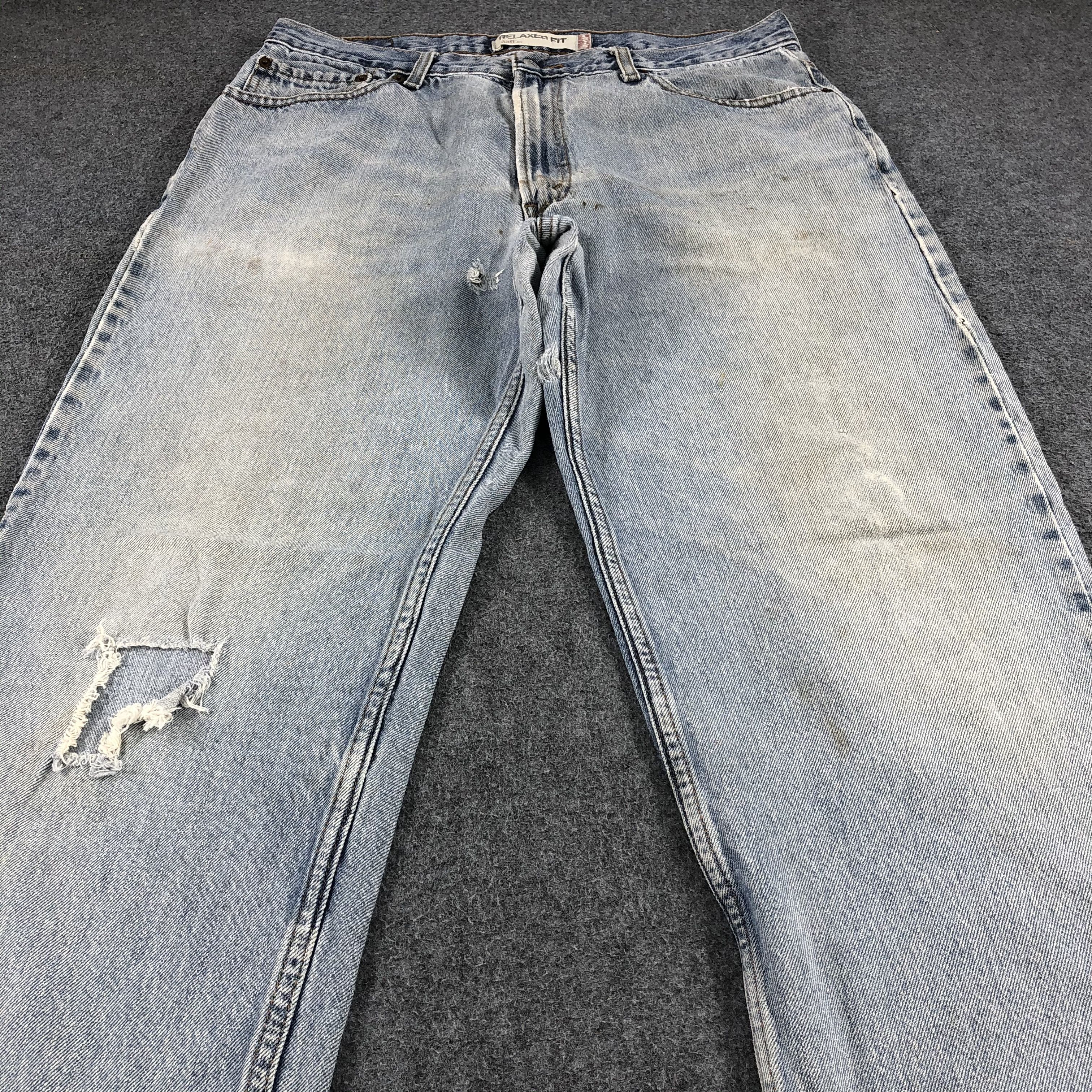 Levi's Distressed Vintage Levis 550 Jeans Light Washed Denim-J996 Size US 35 - 3 Thumbnail