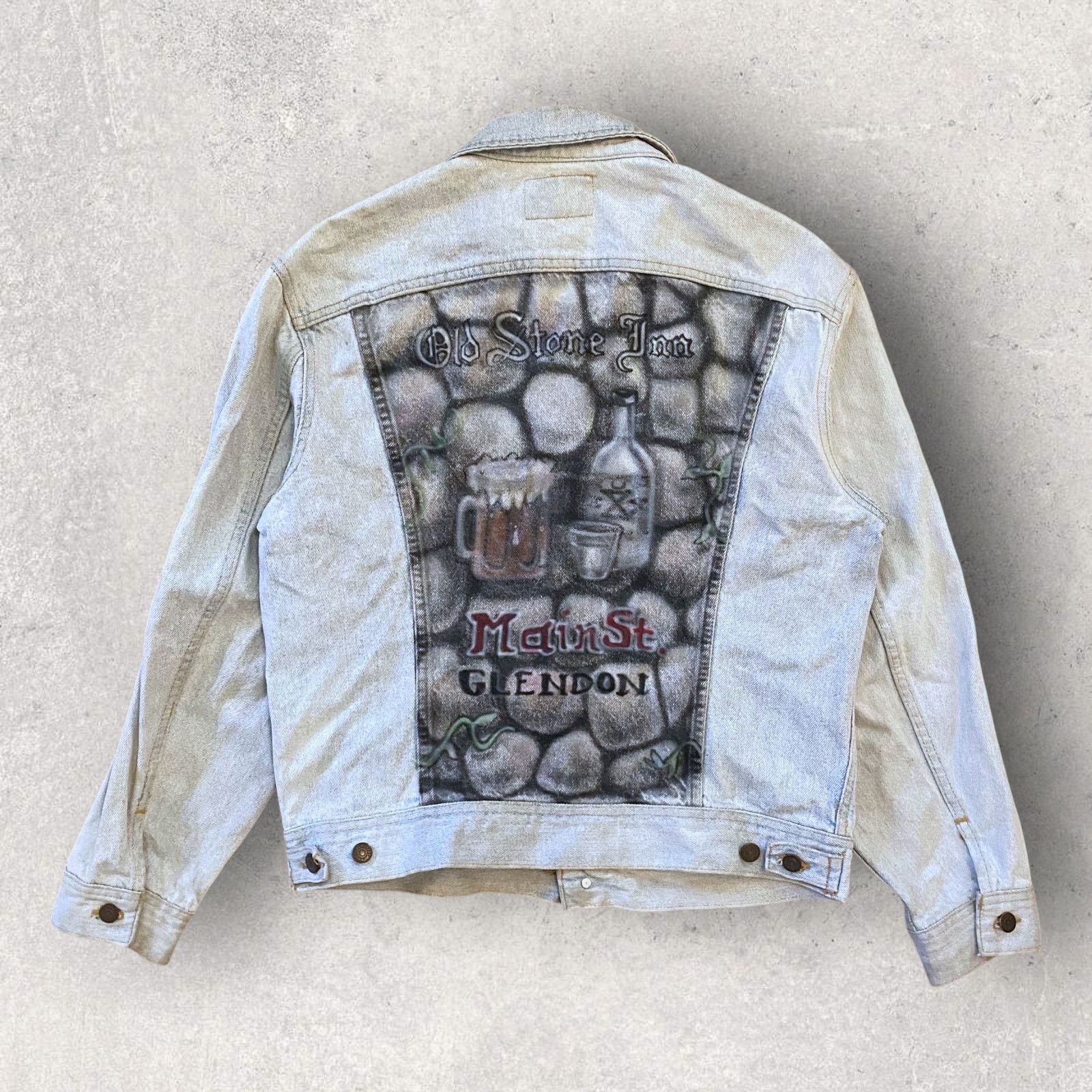 Lee × Vintage Vintage 90s Custom Biker Bar Denim Jacket Old Stone Inn Size US M / EU 48-50 / 2 - 1 Thumbnail