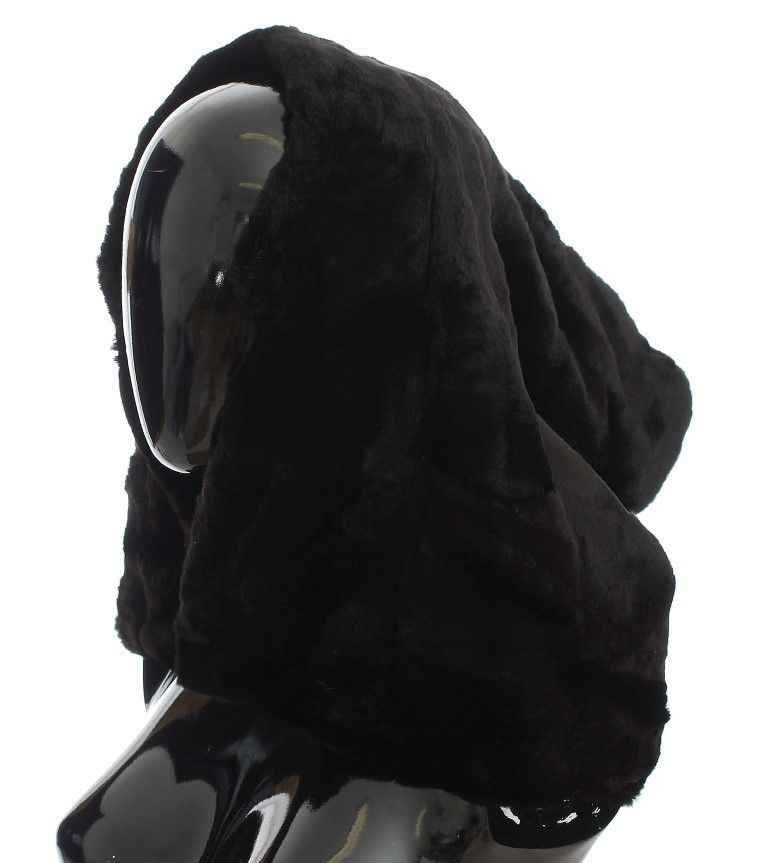 Dolce & Gabbana Chic Black Weasel Fur Hooded Scarf Women's Wrap Size ONE SIZE - 1 Thumbnail