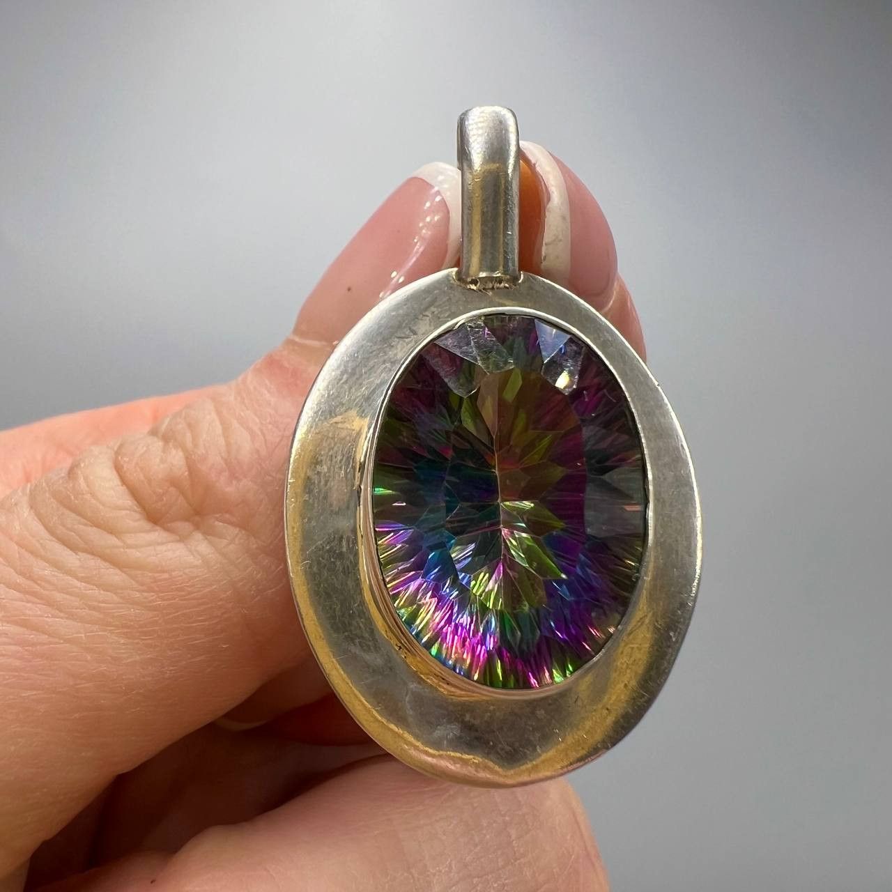Sterling Silver Vintage Pendant Sterling Silver 925 Gemstone Mystic Topaz Size ONE SIZE - 5 Thumbnail