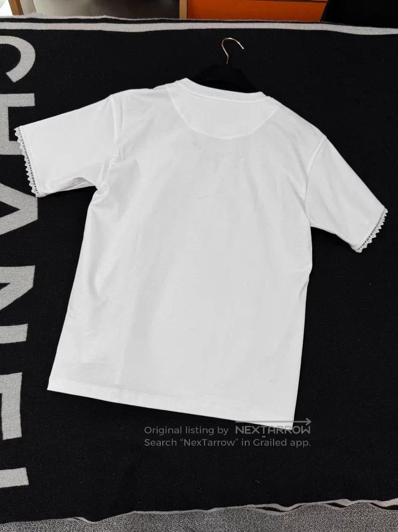 Hermes Hermes White Plain Knit Embroidered Short Sleeve T-Shirt Size XXS / US 00 / IT 34 - 6 Thumbnail