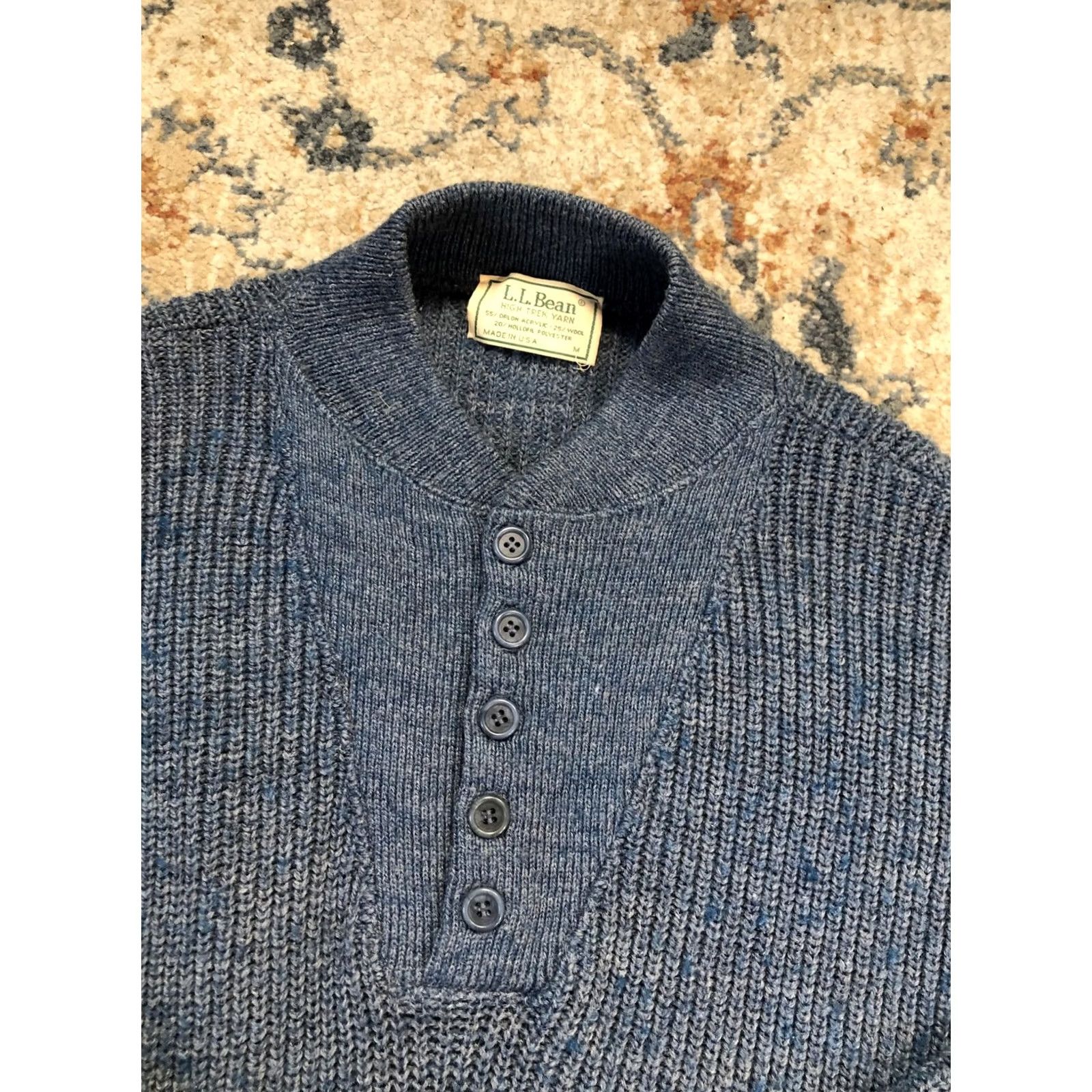 Vintage VINTAGE L.L. Bean Sweater Mens Medium Blue Mock Neck Henley Knit Pullover USA Shirt Mens Medium Blue Hemley Knit Sweater Size US M / EU 48-50 / 2 - 6 Thumbnail