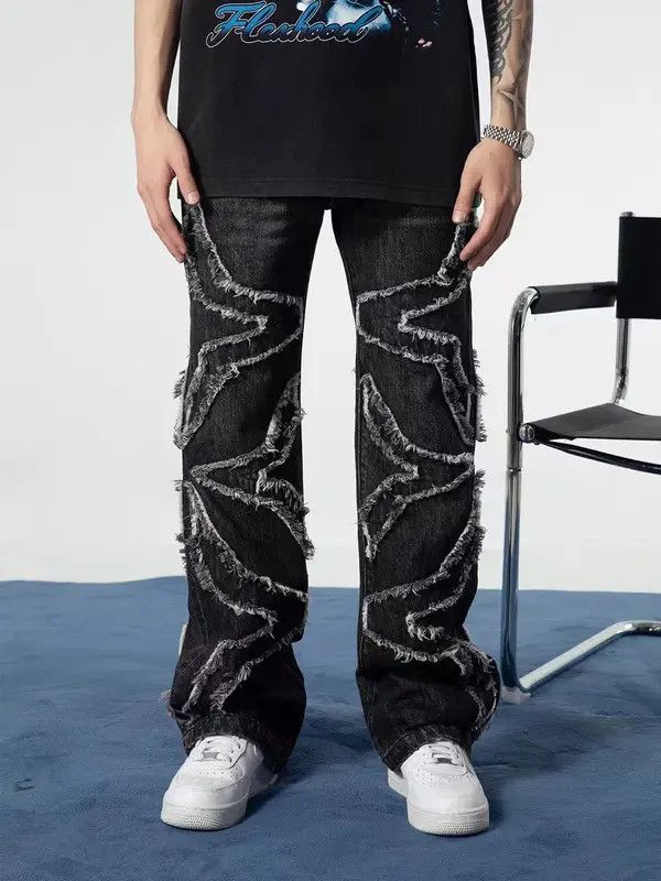 VIBE Retro star heavy washed raw edge jeans Size US 32 / EU 48 - 1 Thumbnail