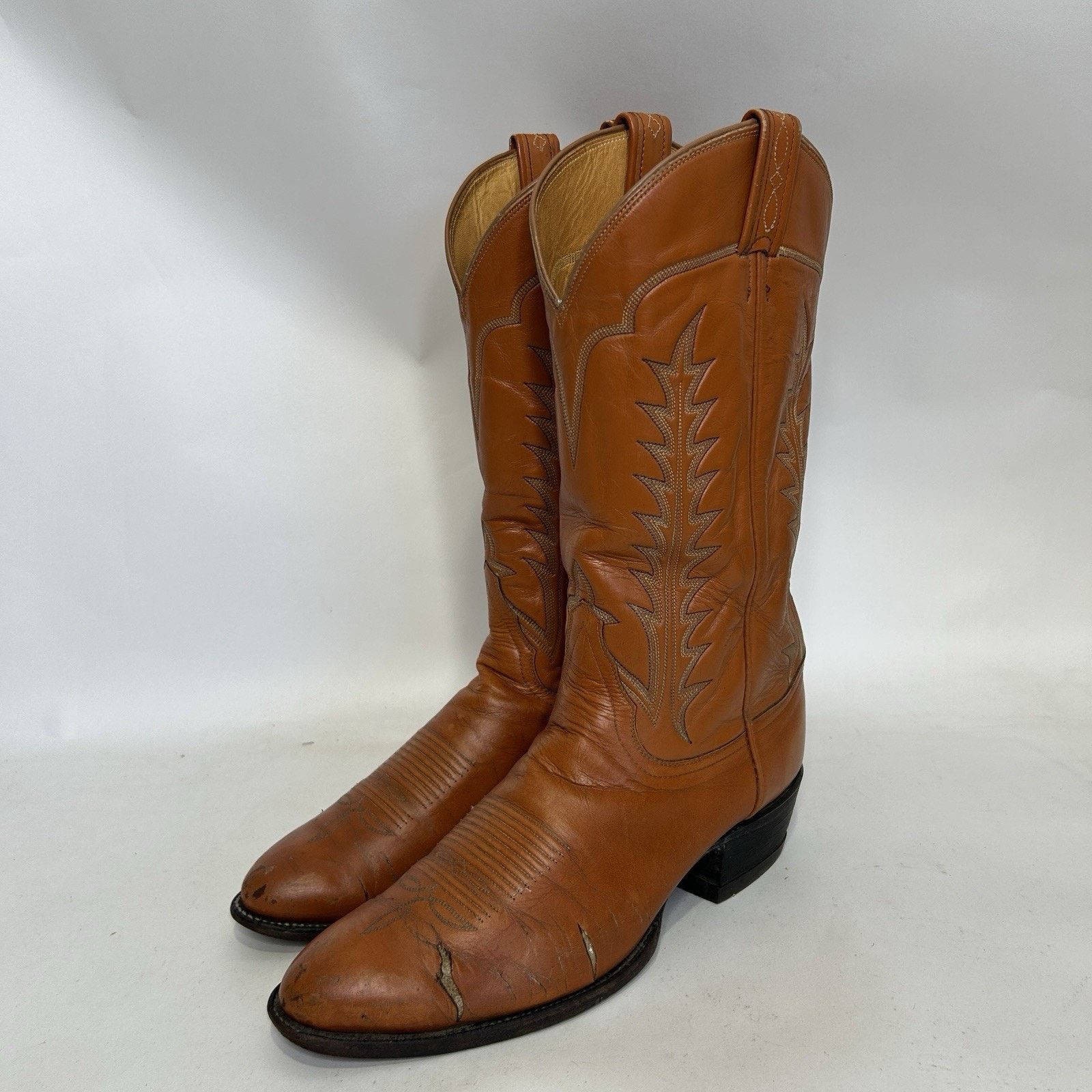 Tony Lama Vintage Tony Lama Cowboy Boots “Tan Brown” Black Label Size US 10.5 / EU 43-44 - 3 Thumbnail
