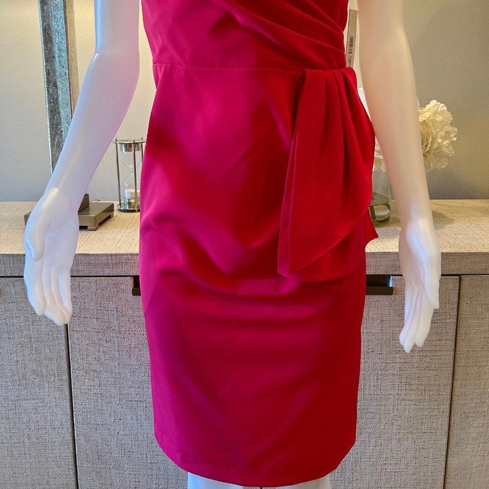 Designer Eliza J Cap Sleeve Drape Crepe Sheath Dress Size M / US 6-8 / IT 42-44 - 2 Thumbnail