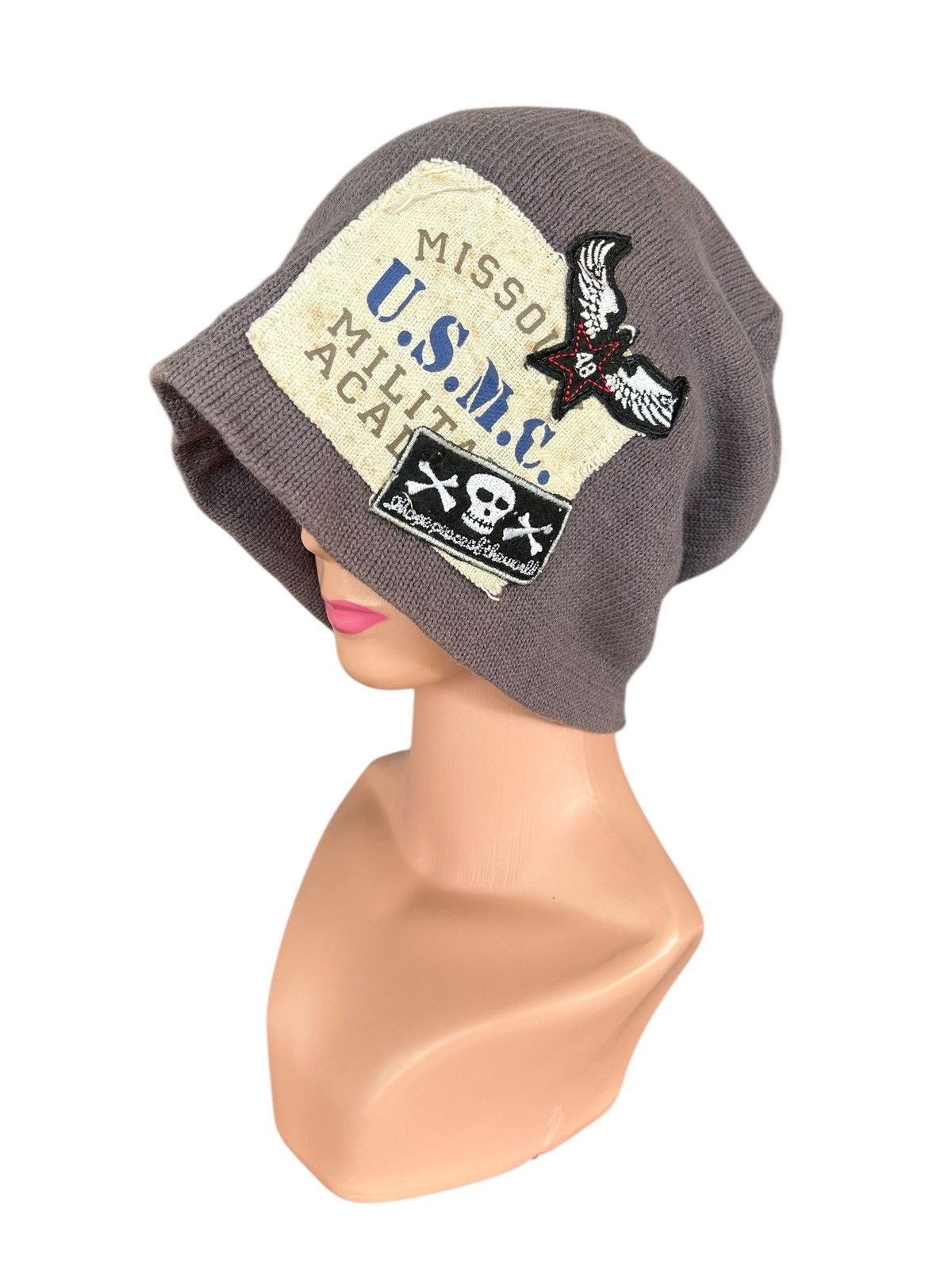 Japanese Brand × Kapital × Vintage Sunfaded Skull U.S.M.C big Beanie Hats Size ONE SIZE - 2 Thumbnail
