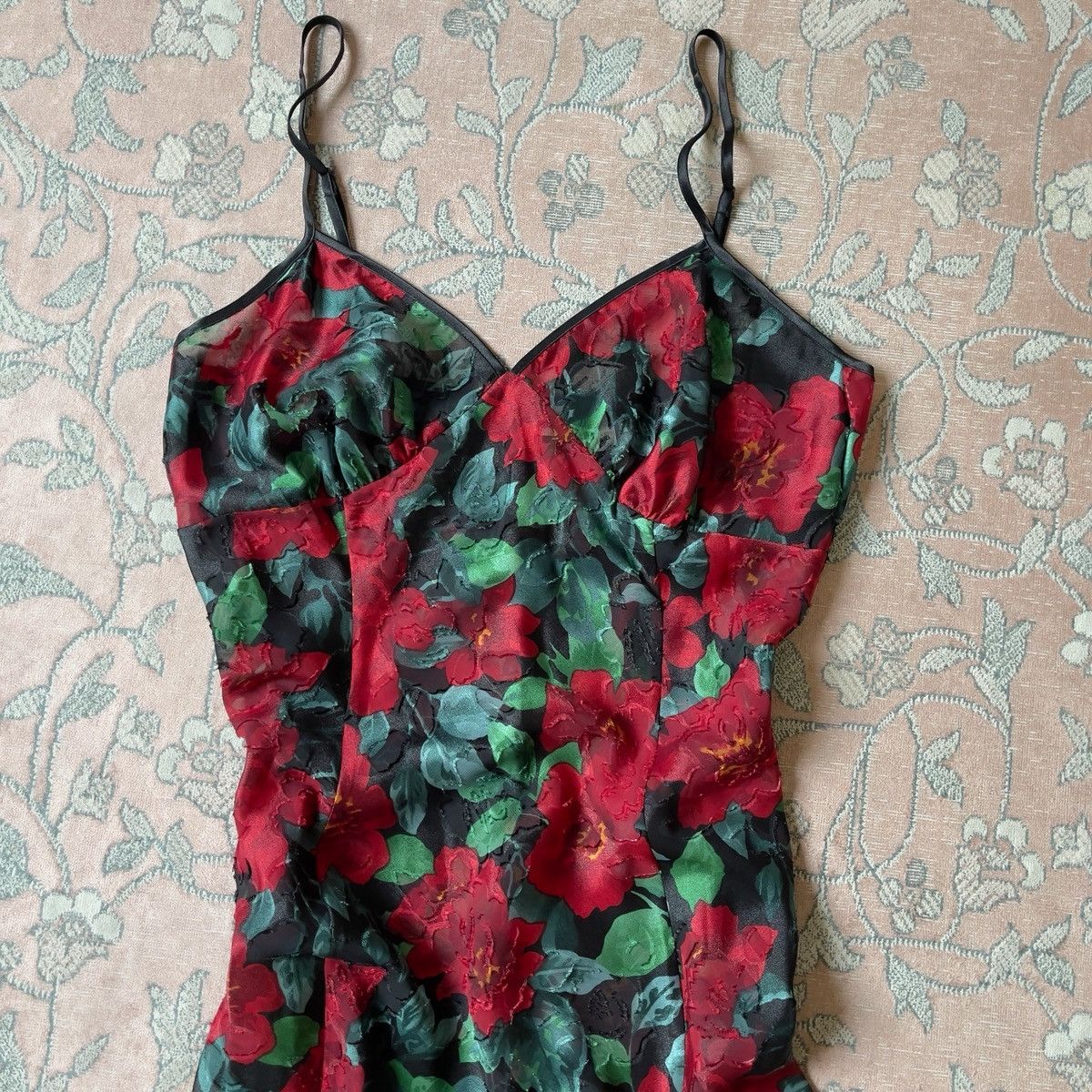 Victoria's Secret Victoria’s Secret 1990s Floral Burnout Maxi Slip Dress (L) Size L / US 10 / IT 46 - 10 Thumbnail