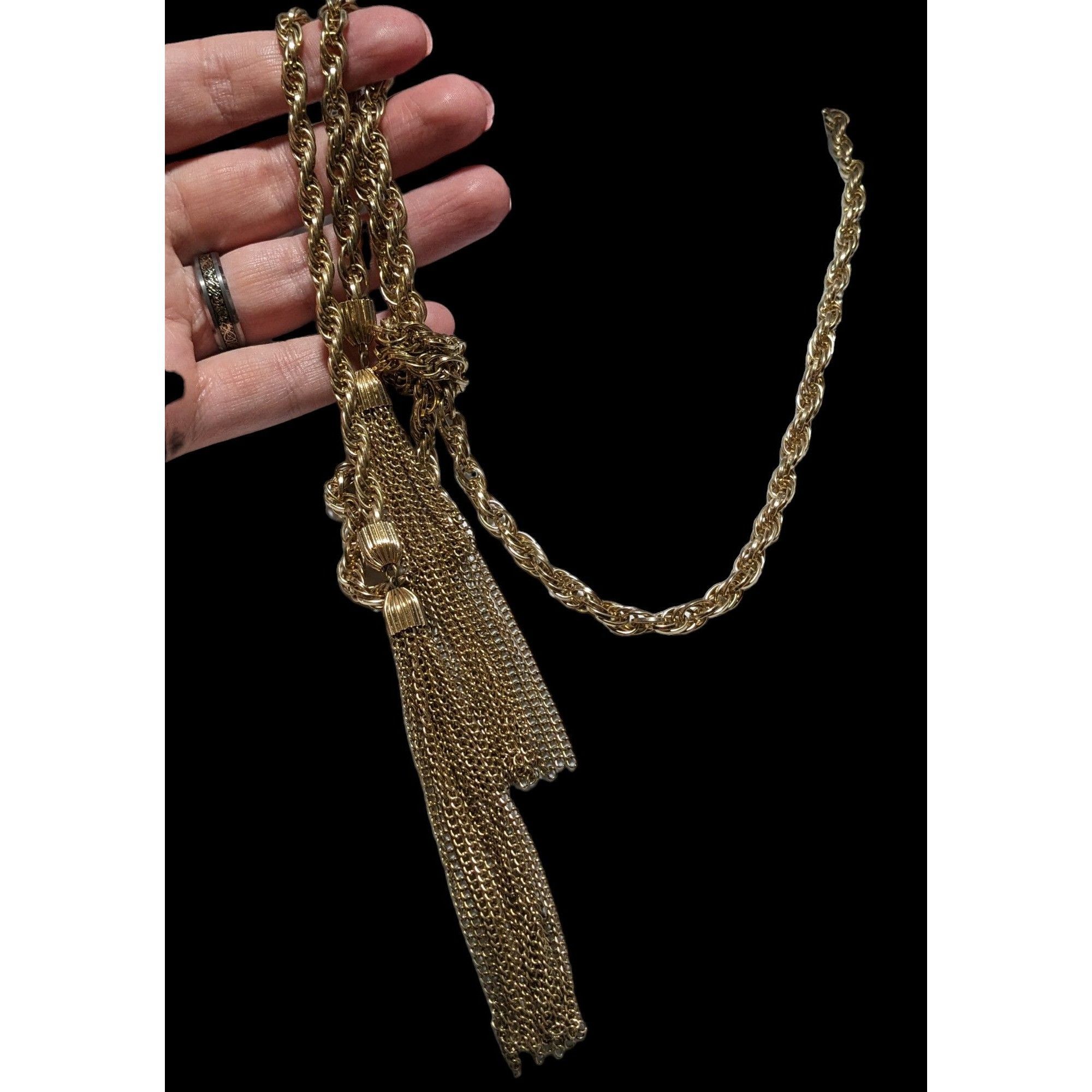 Other Vintage Gold Chain Knotted Tassel Necklace Size ONE SIZE - 3 Thumbnail