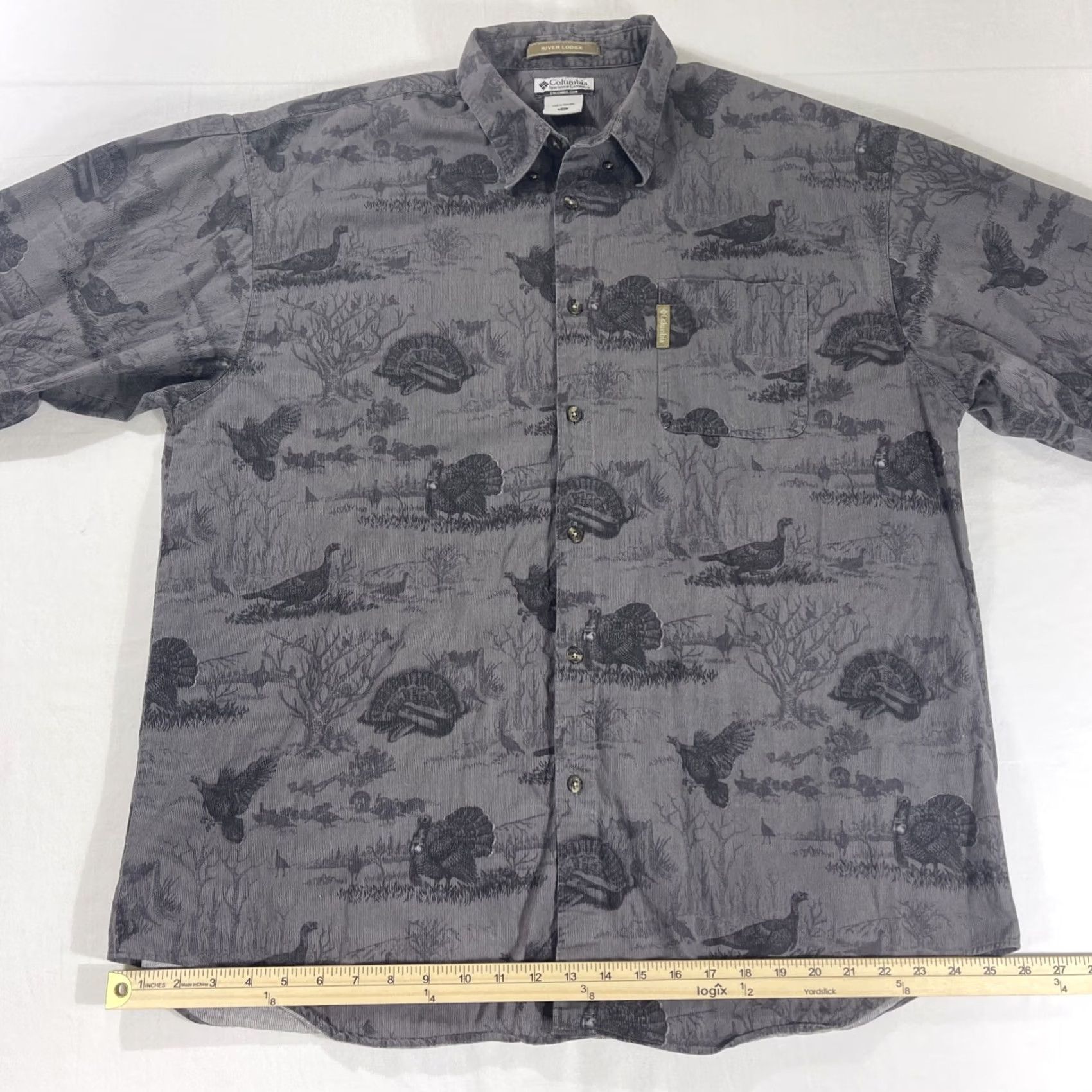 Vintage Columbia Button-Up Shirt Gray 2XL Men's River Lodge AOP Turkey Hunting 100% Cotton Size US XXL / EU 58 / 5 - 7 Thumbnail