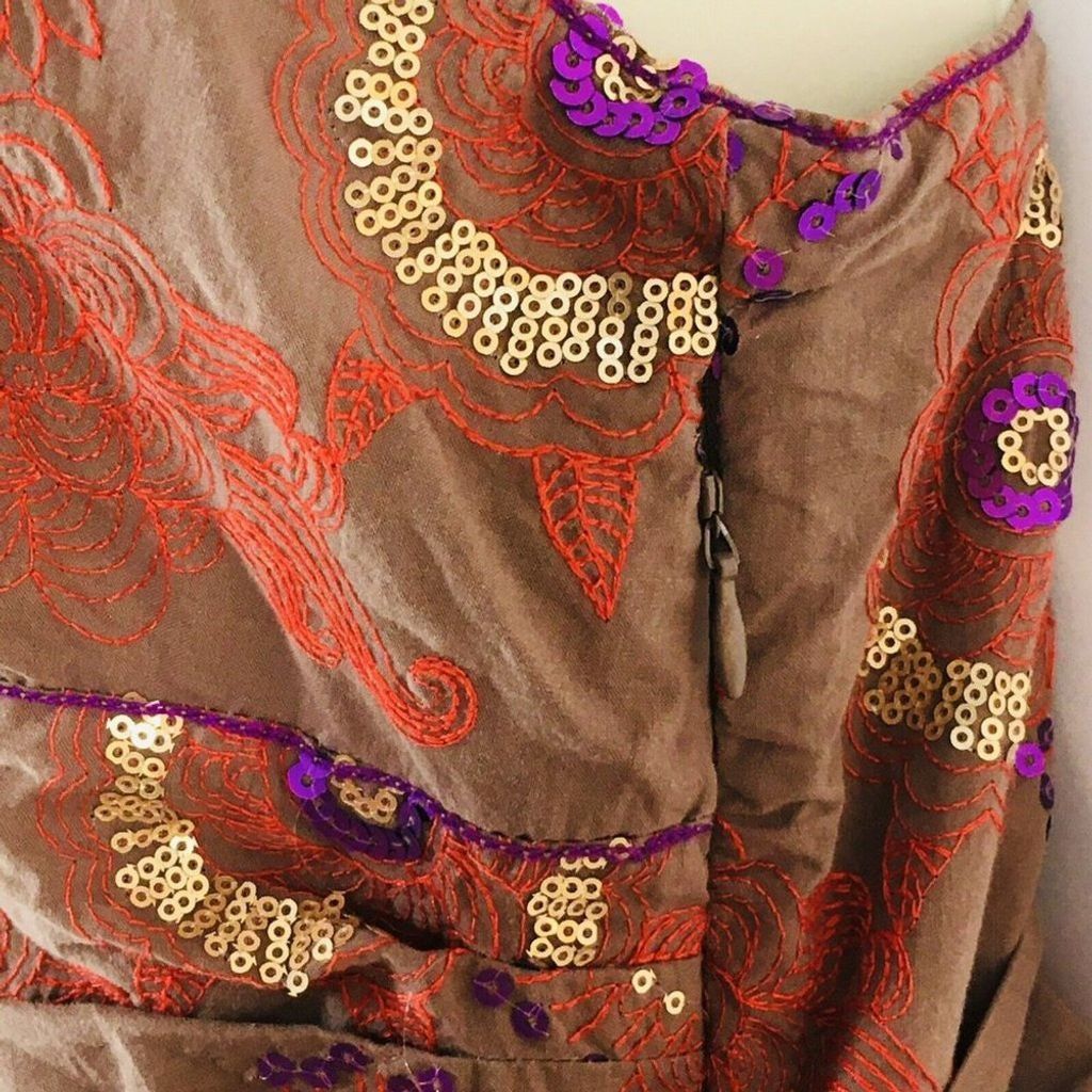 Other Sz L Boho Embroidered Sequin Peplum Top Size L / US 10 / IT 46 - 2 Thumbnail