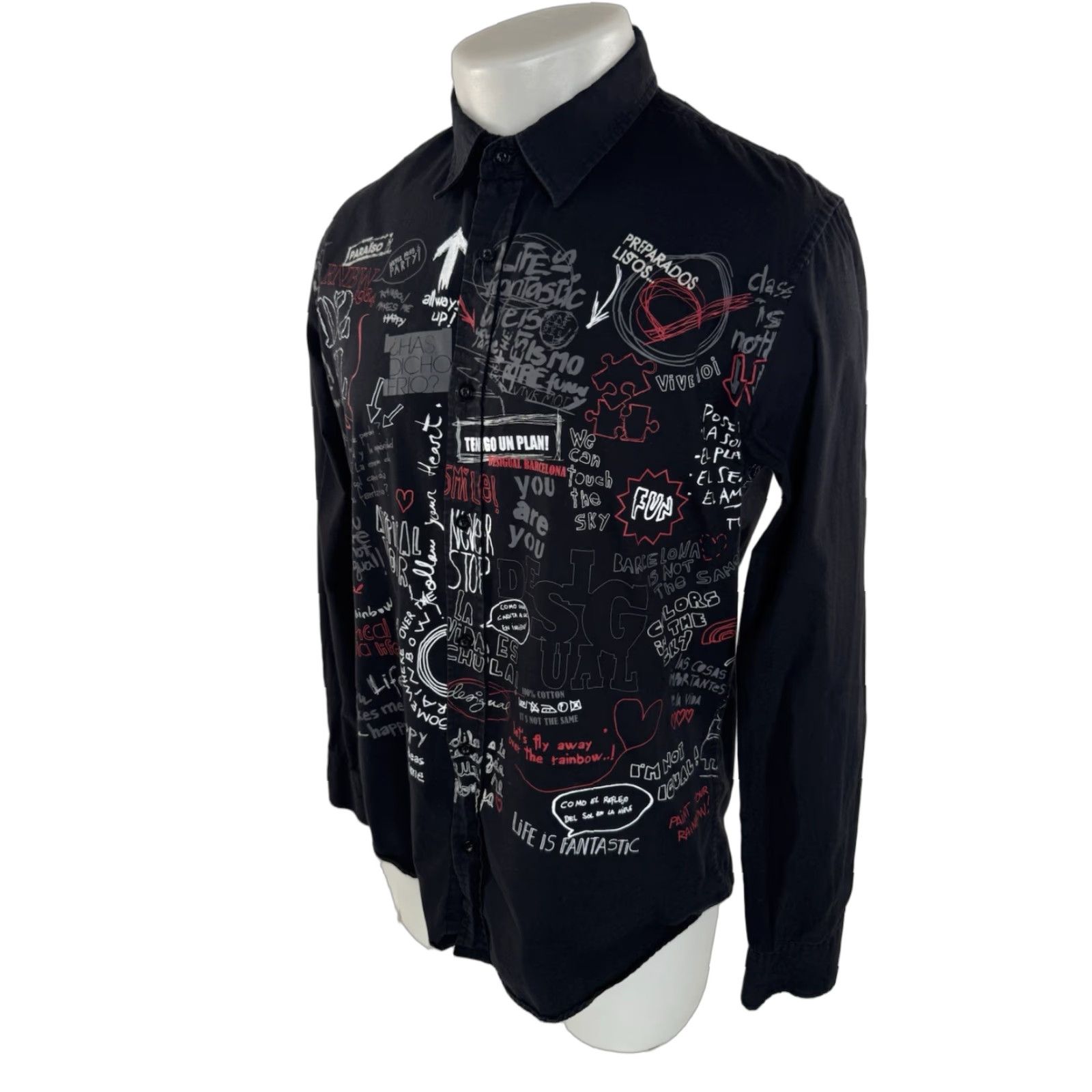Desigual Desigual Writing All Over Print Mens M / L Shirt Size US L / EU 52-54 / 3 - 1 Thumbnail