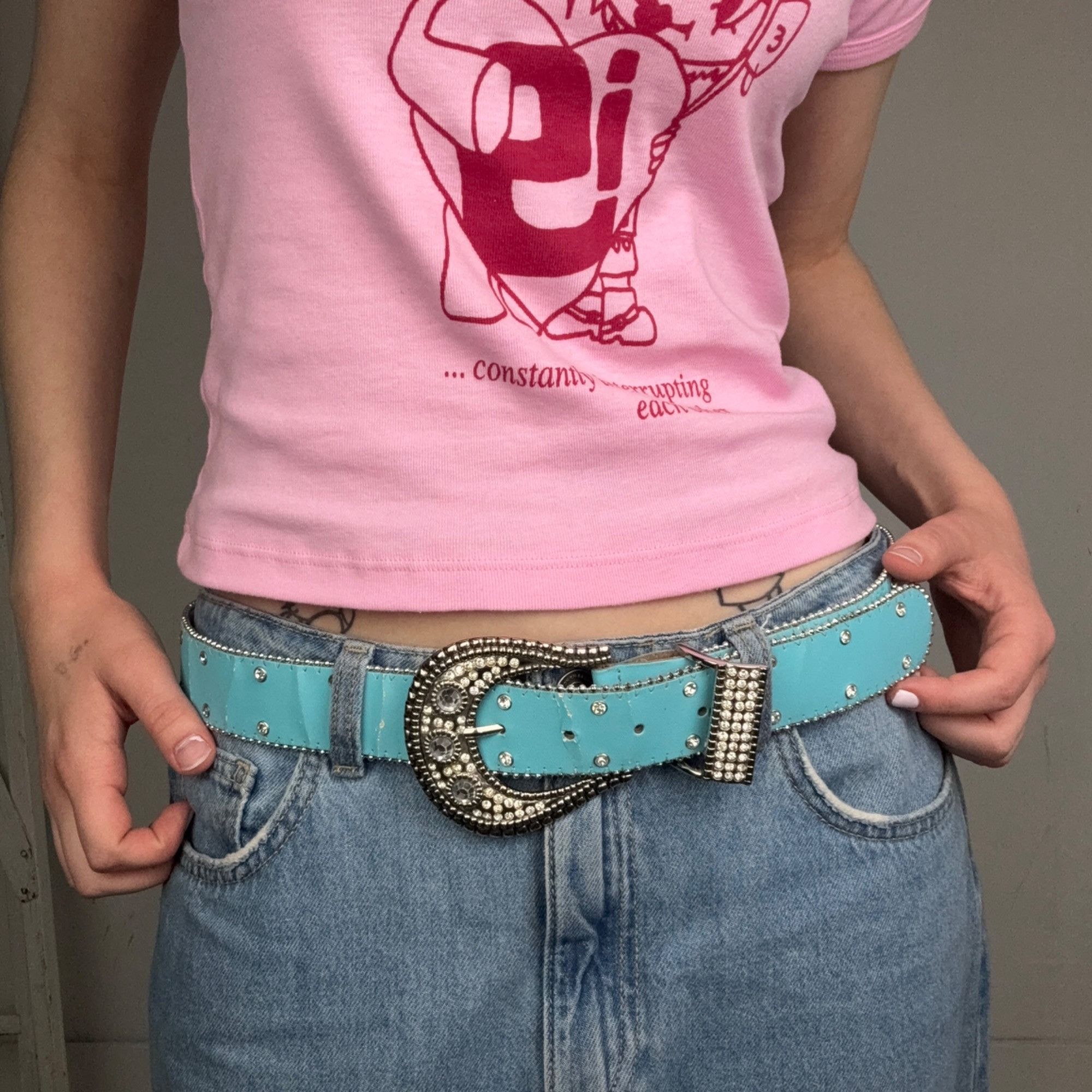 Other 30” - Y2K Blue Rhinestone Belt Size ONE SIZE - 1 Thumbnail