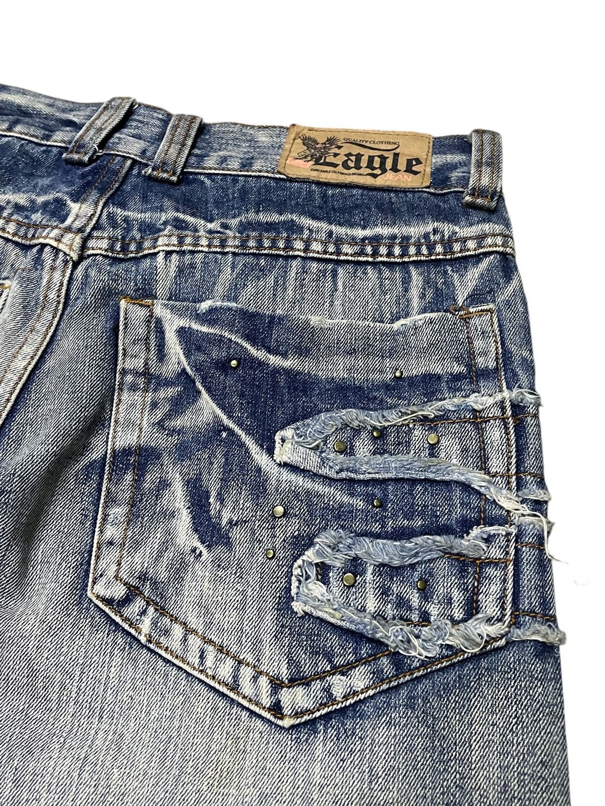 In The Attic × Japanese Brand × semanticdesign Euro Eagle Jeans Studded Claw Mark Distressed Loose Jeans Size US 30 / EU 46 - 18 Thumbnail