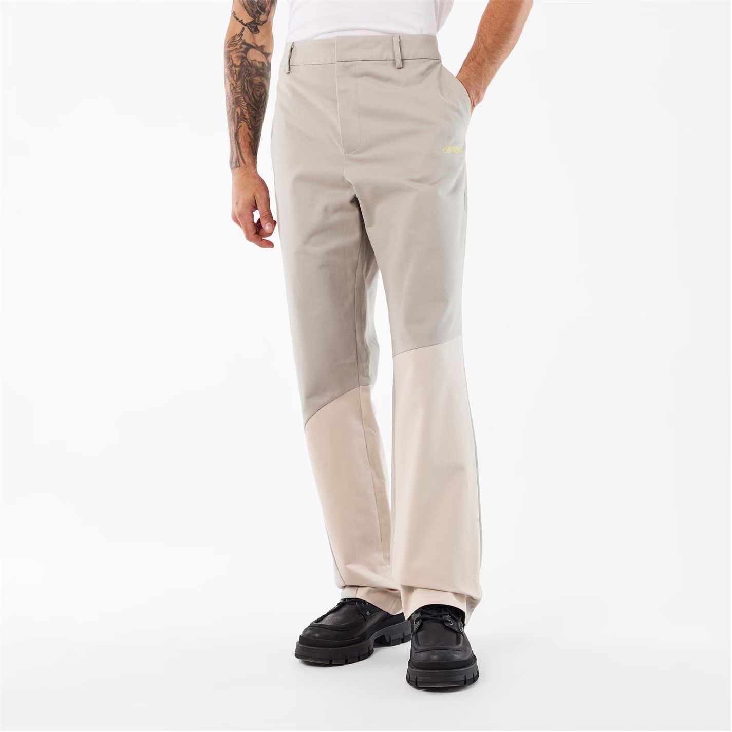 Off-White o1g2r1mq0226 Slim Fit Trousers In Beige/Grey Size US 36 / EU 52 - 3 Thumbnail