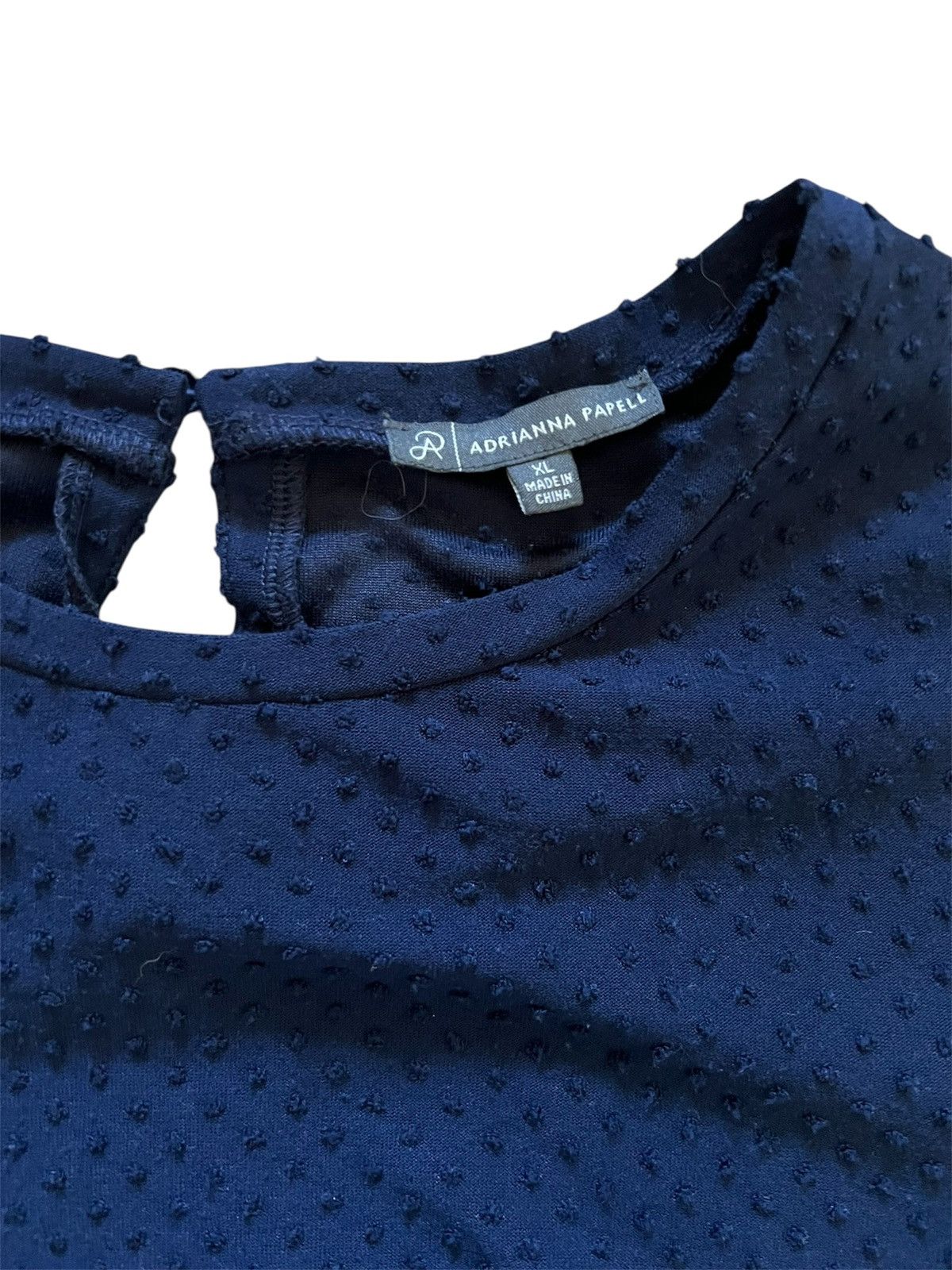 Adrianna Papell Adrianna Papell Navy Textured Mini Shift Dress | XLarge Size XL / US 12-14 / IT 48-50 - 4 Thumbnail