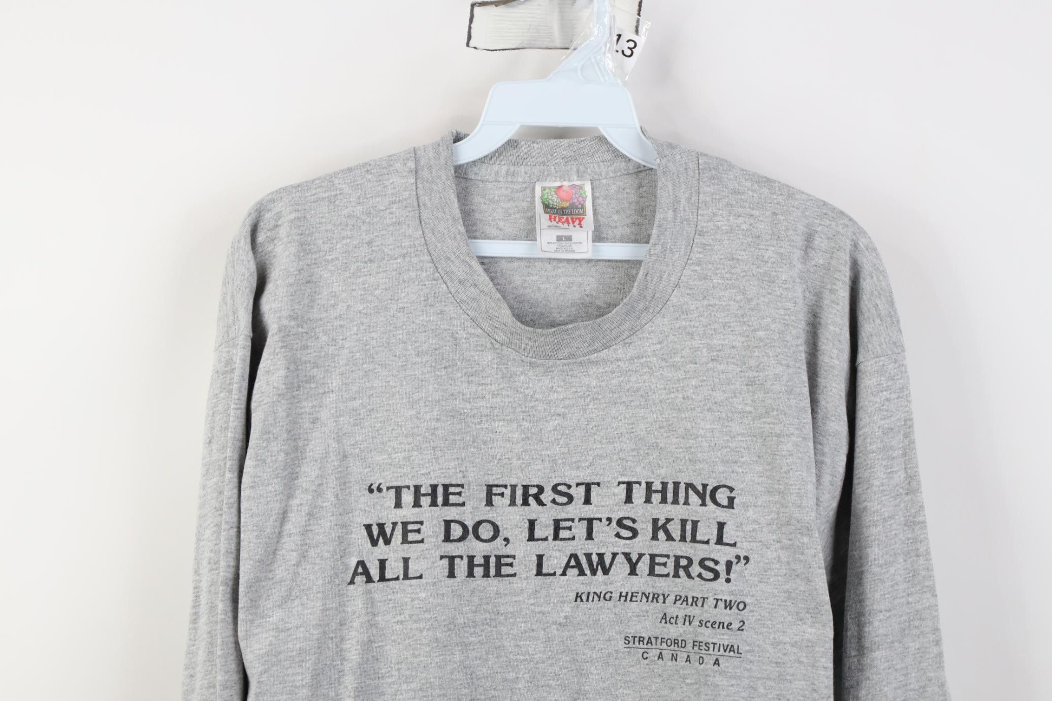 Vintage Vintage 90s Let's Kill All the Lawyers Shakespeare T-Shirt Size US L / EU 52-54 / 3 - 2 Thumbnail