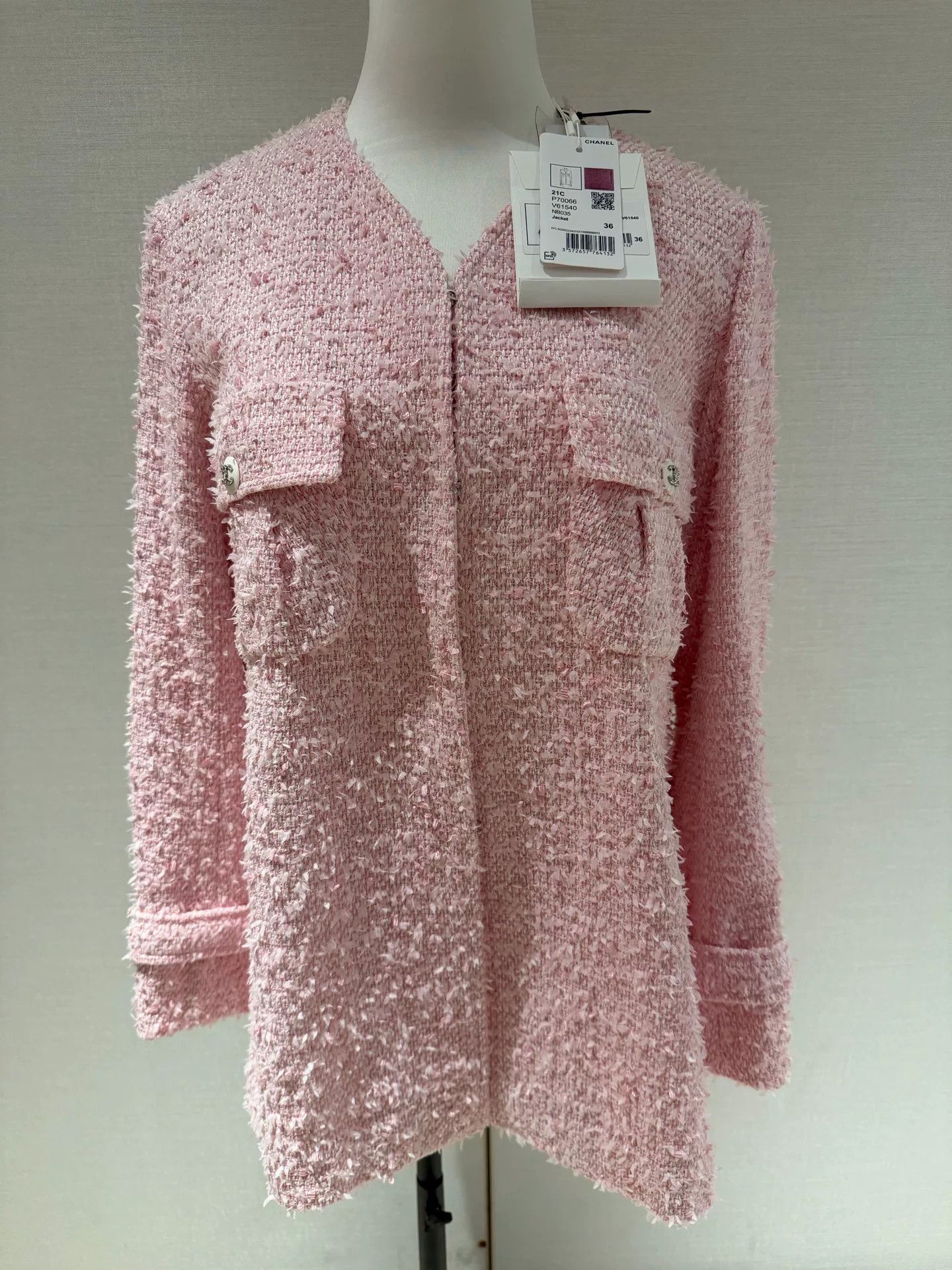 Chanel Chanel 21C Pink Tweed Long Coat Size US S / EU 44-46 / 1 - 1 Thumbnail