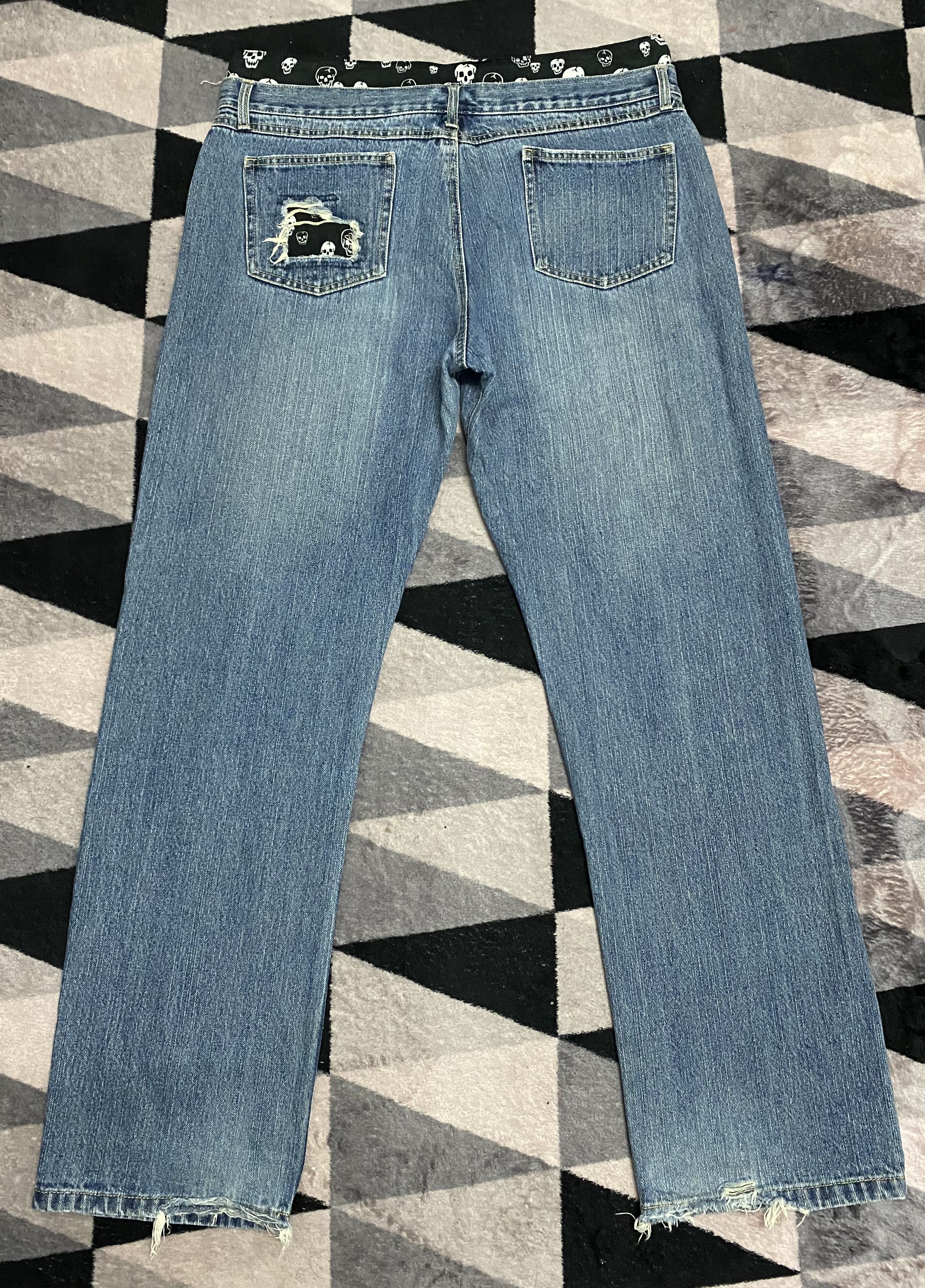 Japanese Brand Vintage Playchess Patchwork Skull Distressed Jeans Size US 36 / EU 52 - 2 Thumbnail