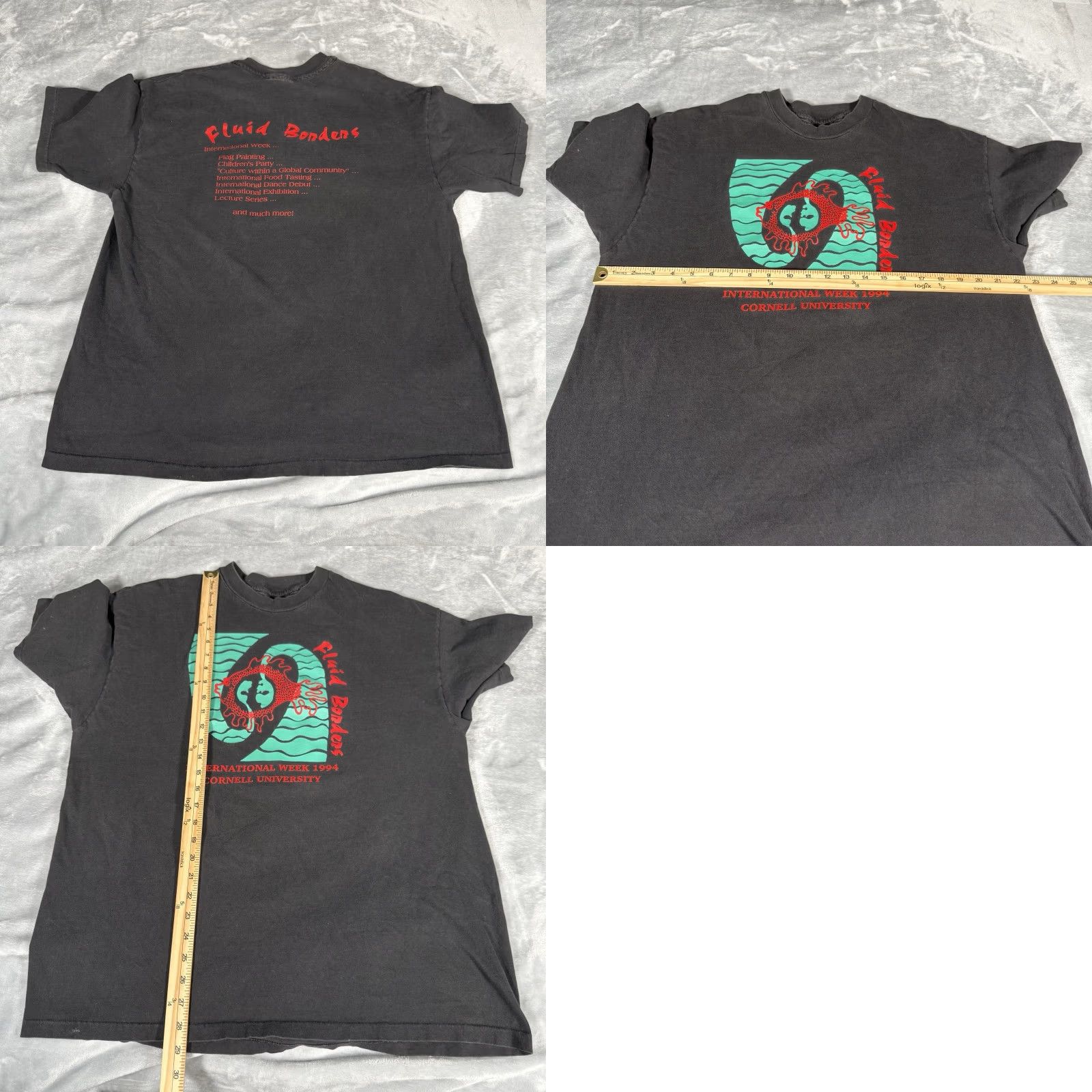 Vintage VINTAGE Cornell University International Week T Shirt Mens XL Slim Logo Graphic Print 1990s University 90s Black Cotton Short Sleeve Crew Neck Size US XL / EU 56 / 4 - 8 Thumbnail